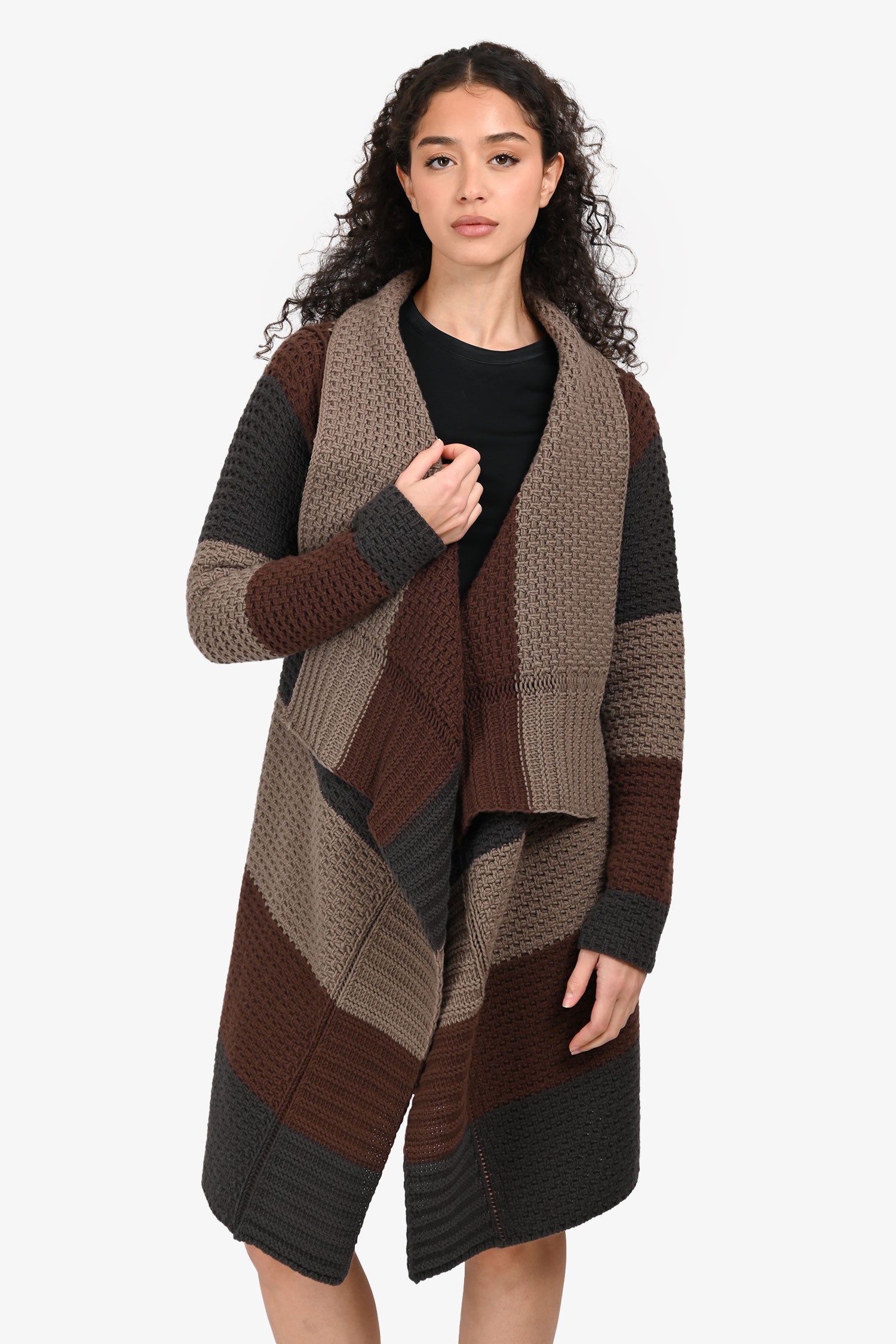 Rick Owens 2016 Brown/Grey Wool igan Size S