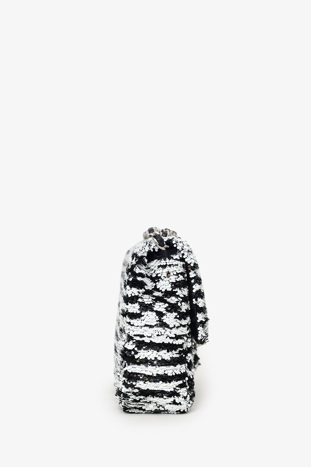 Pre-Loved Chanel™ 24S Black/White Sequins CC Mini Single Flap Bag