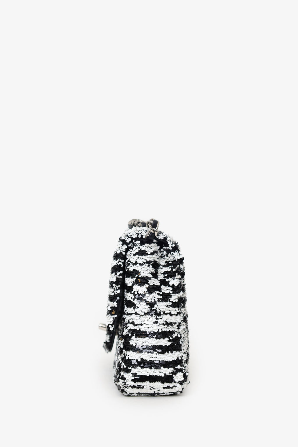 Pre-Loved Chanel™ 24S Black/White Sequins CC Mini Single Flap Bag