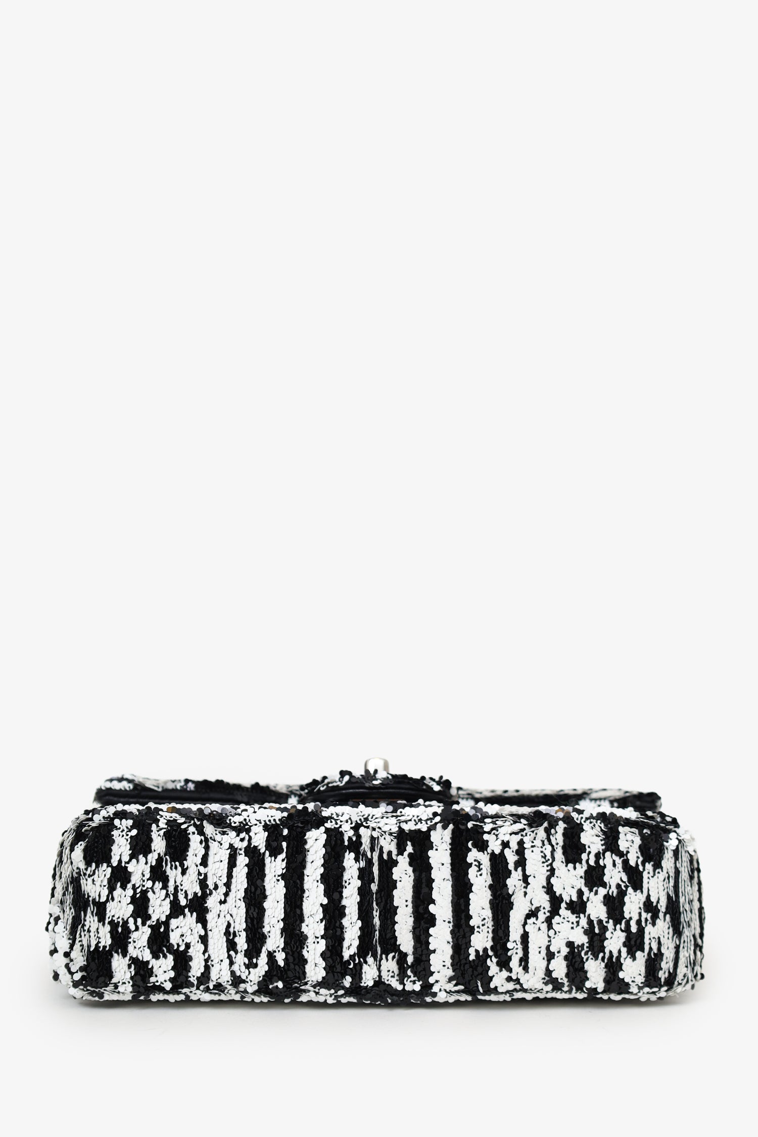 Pre-Loved Chanel™ 24S Black/White Sequins CC Mini Single Flap Bag