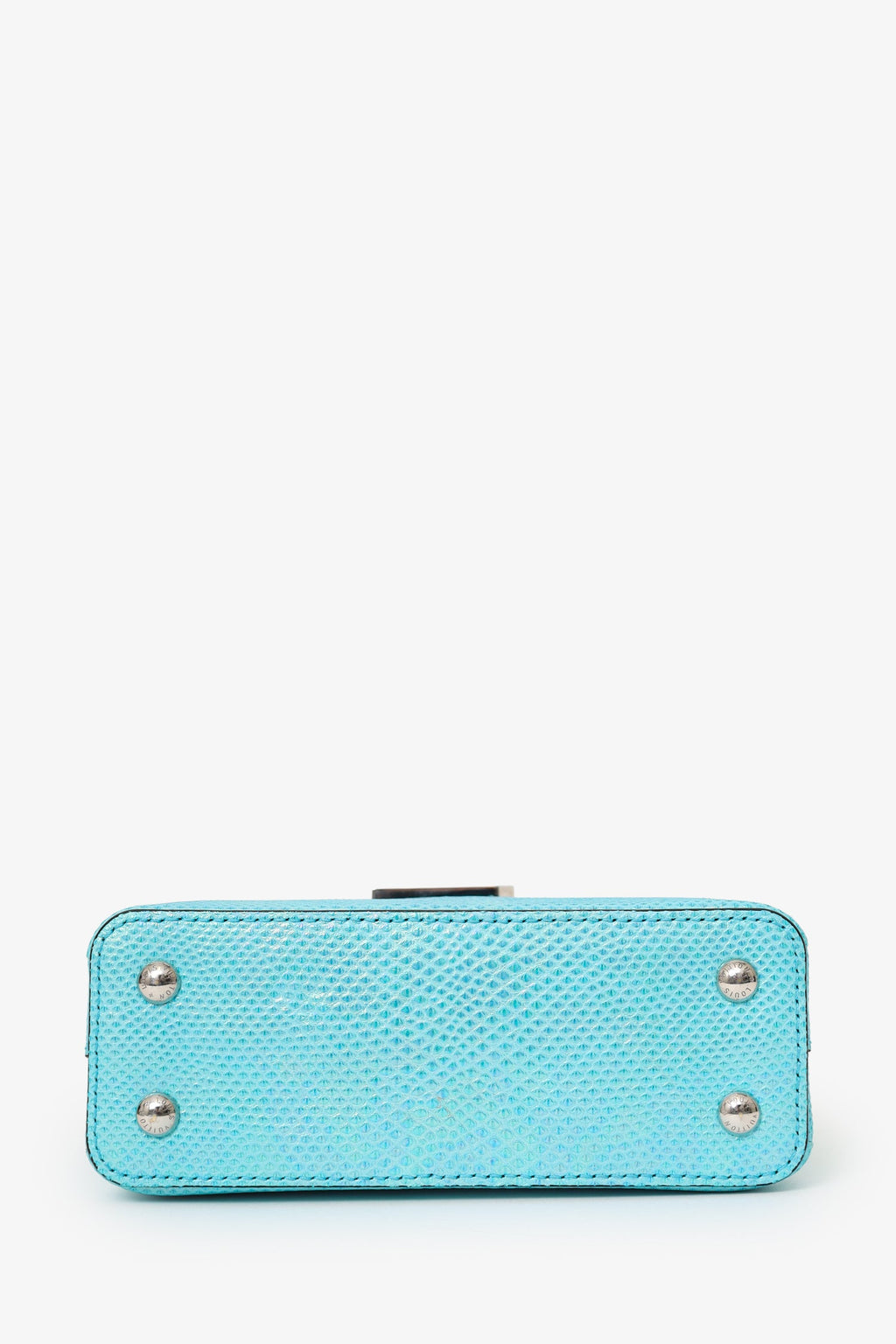 Louis Vuitton Blue Metallic Python Leather Mini Capucines with Strap