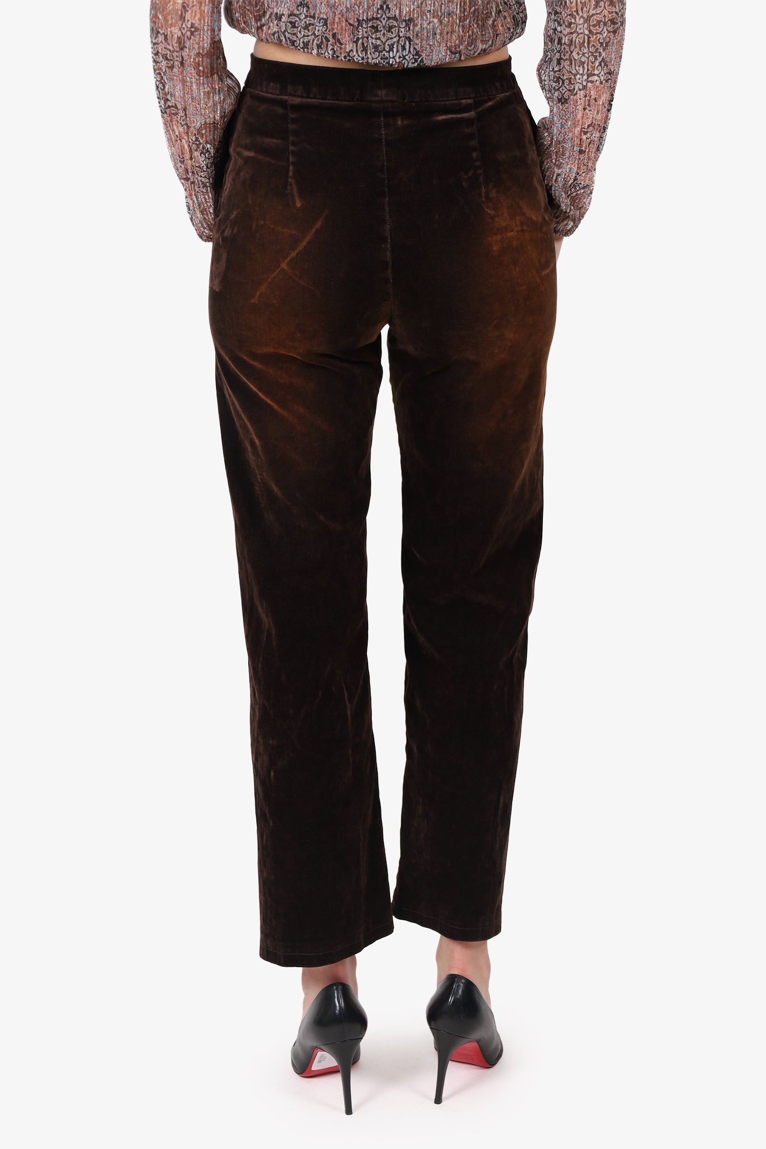 Pre-Loved Chanel™ Brown Velvet Straight Leg Pants Size 38