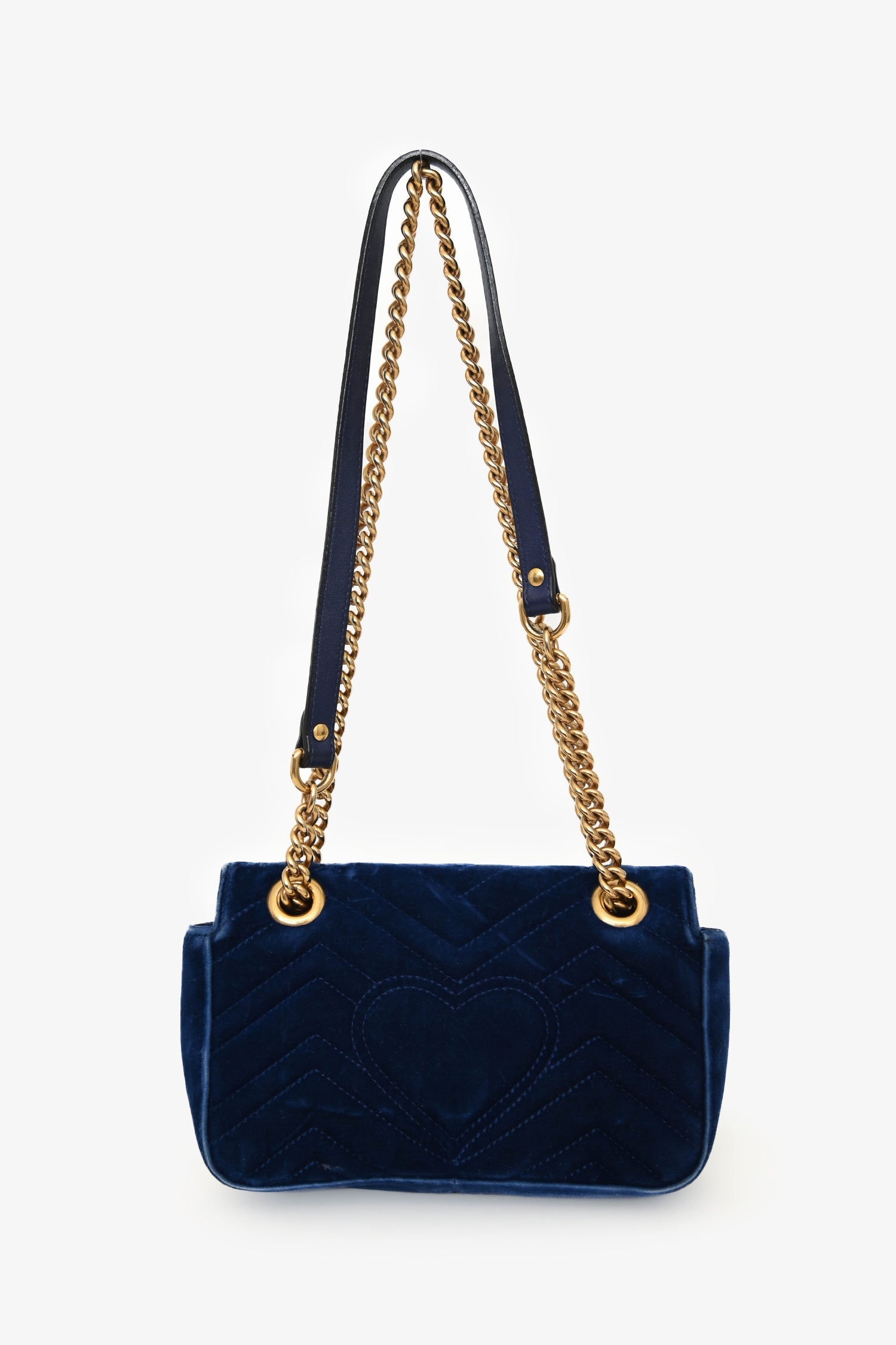 Gucci Cobalt Blue Velvet Mini Marmont Shoulder Bag