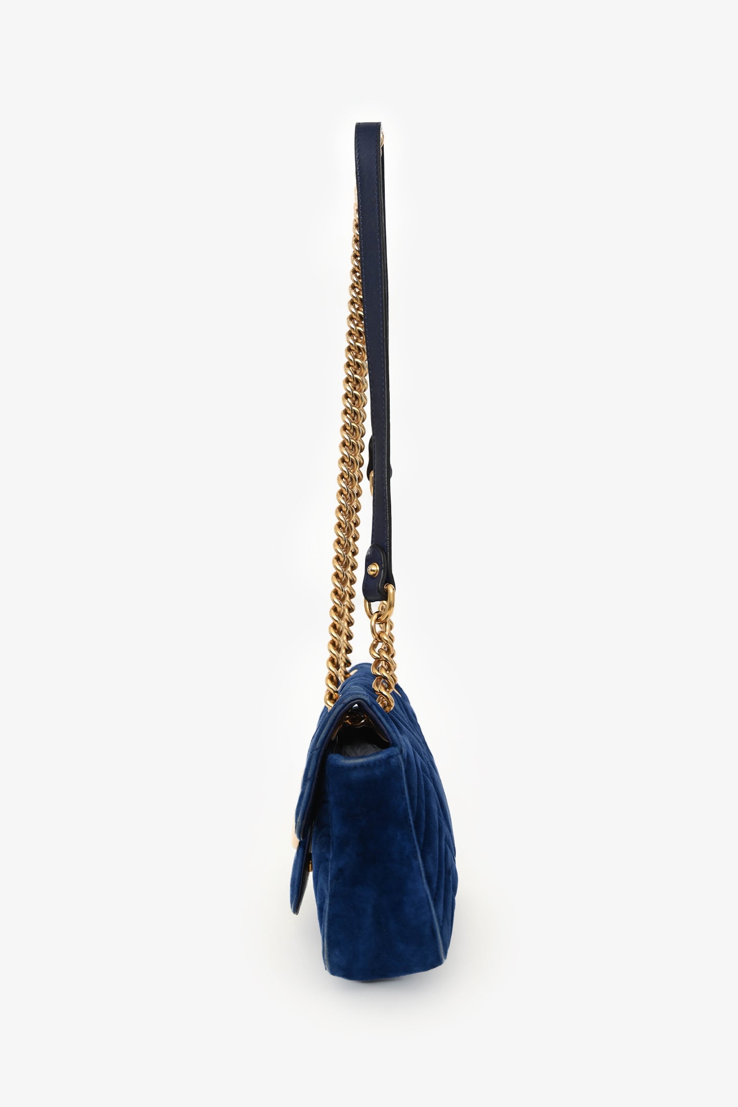 Gucci Cobalt Blue Velvet Mini Marmont Shoulder Bag