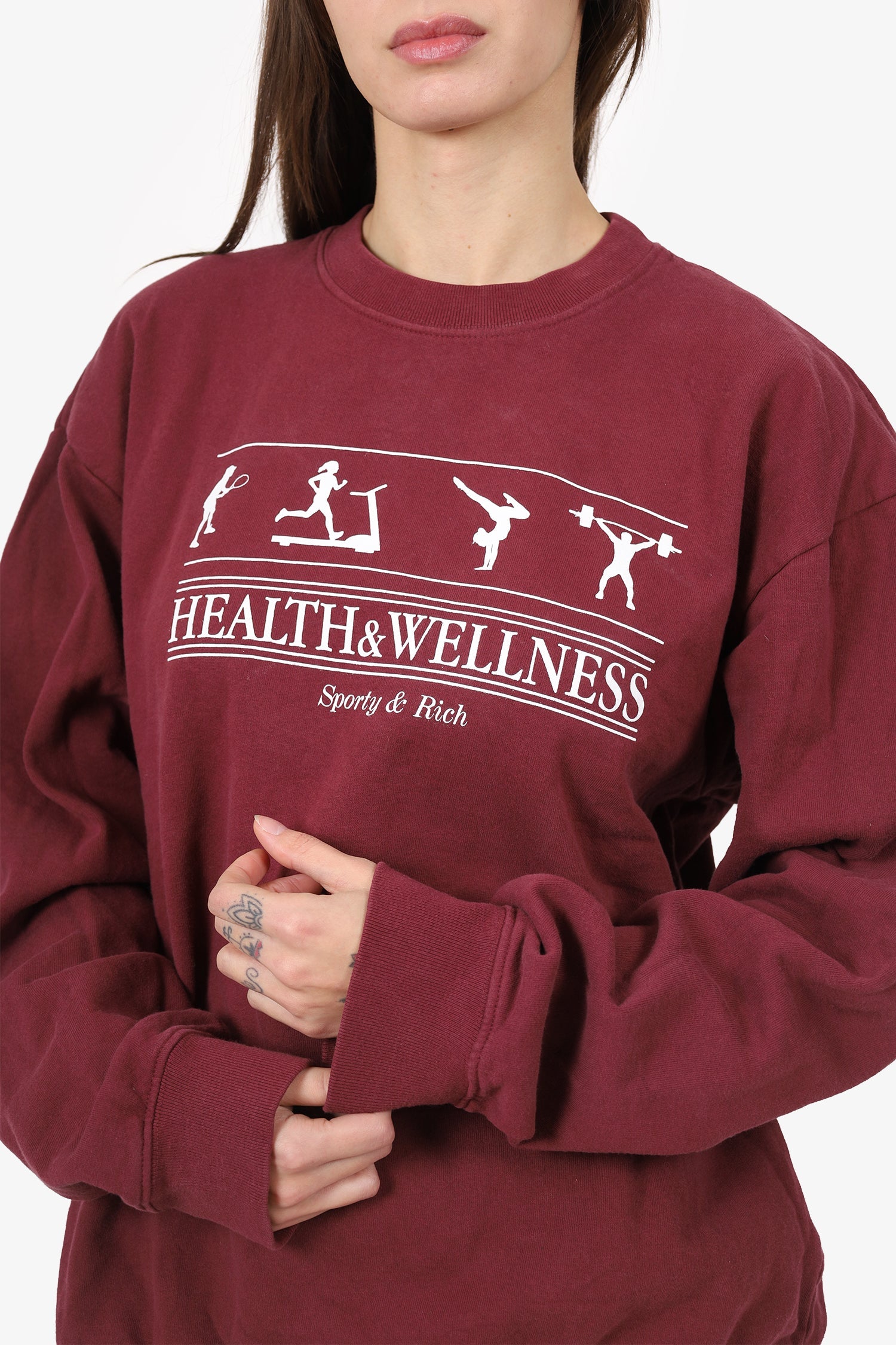 Sporty & Rich Burgundy 'Health & Wellness' Sweater Size M