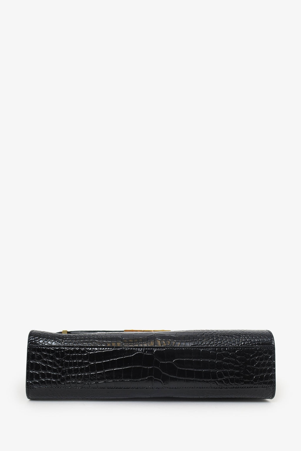 Saint Laurent Black Croc Embossed Manhattan Shoulder Bag