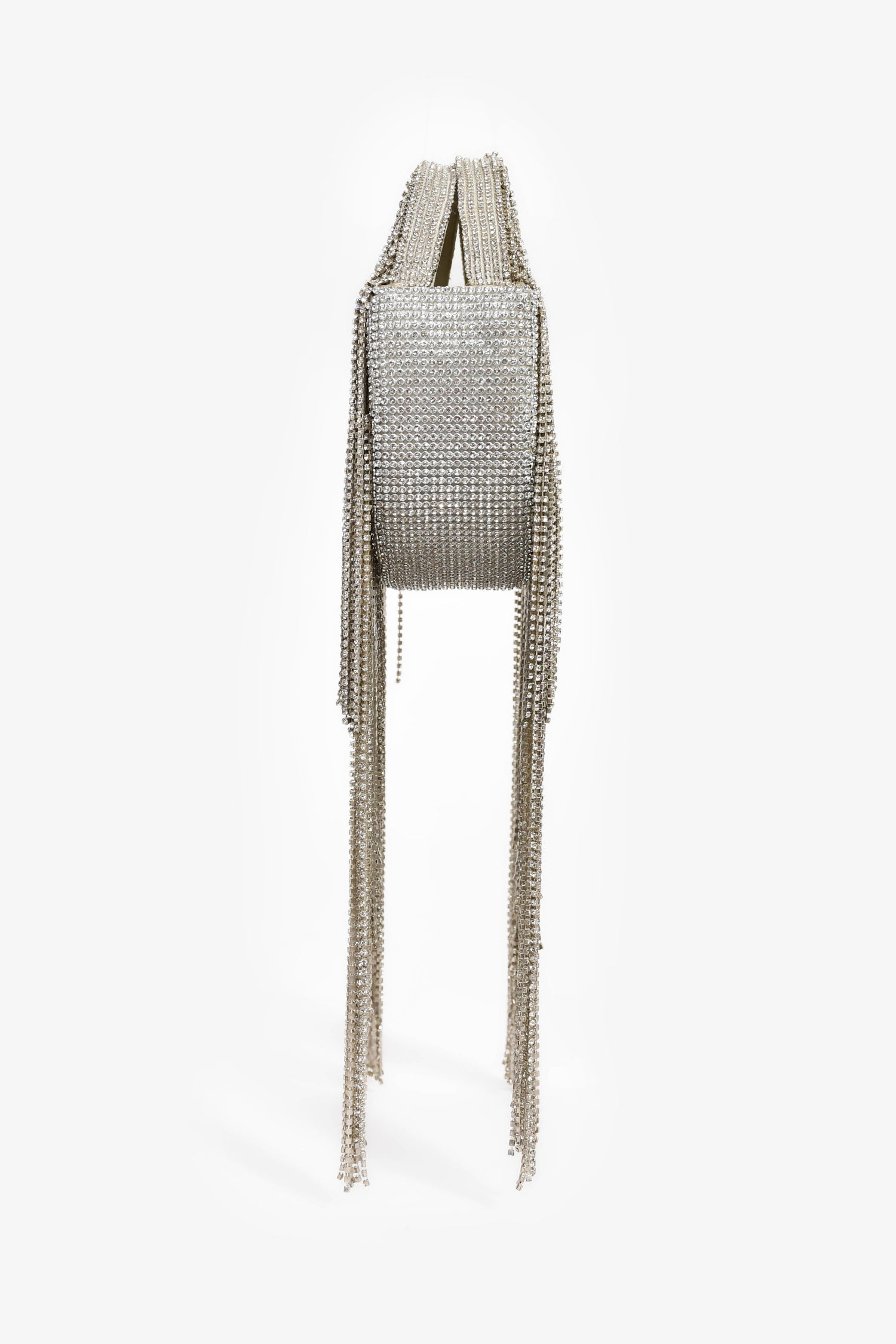 Retrofete Silver Crystal Fringe Evening Bag
