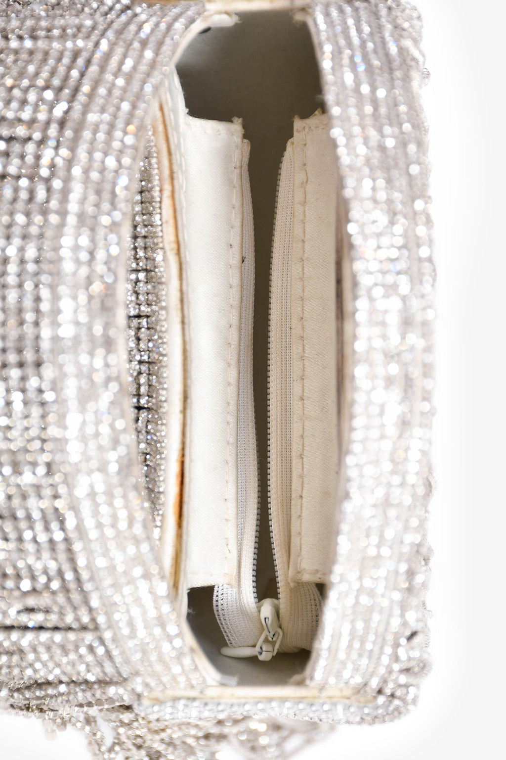 Retrofete Silver Crystal Fringe Evening Bag