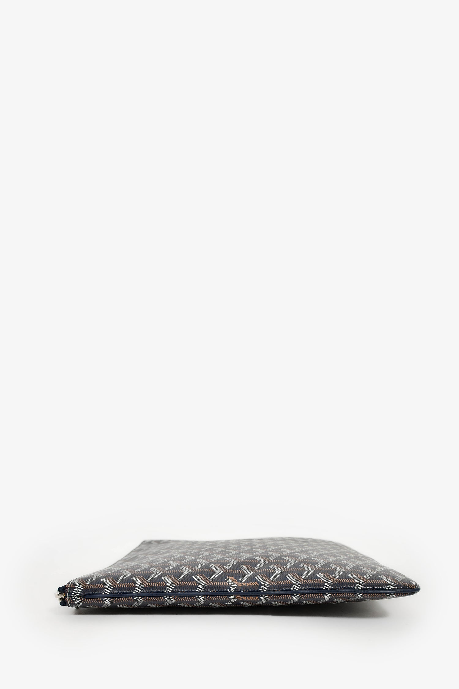 Goyard Navy Blue Goyardine Pochette Senat GM Zip Pouch