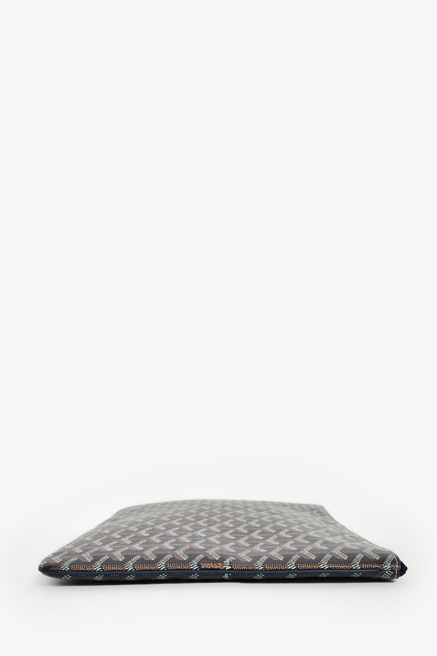 Goyard Navy Blue Goyardine Pochette Senat GM Zip Pouch