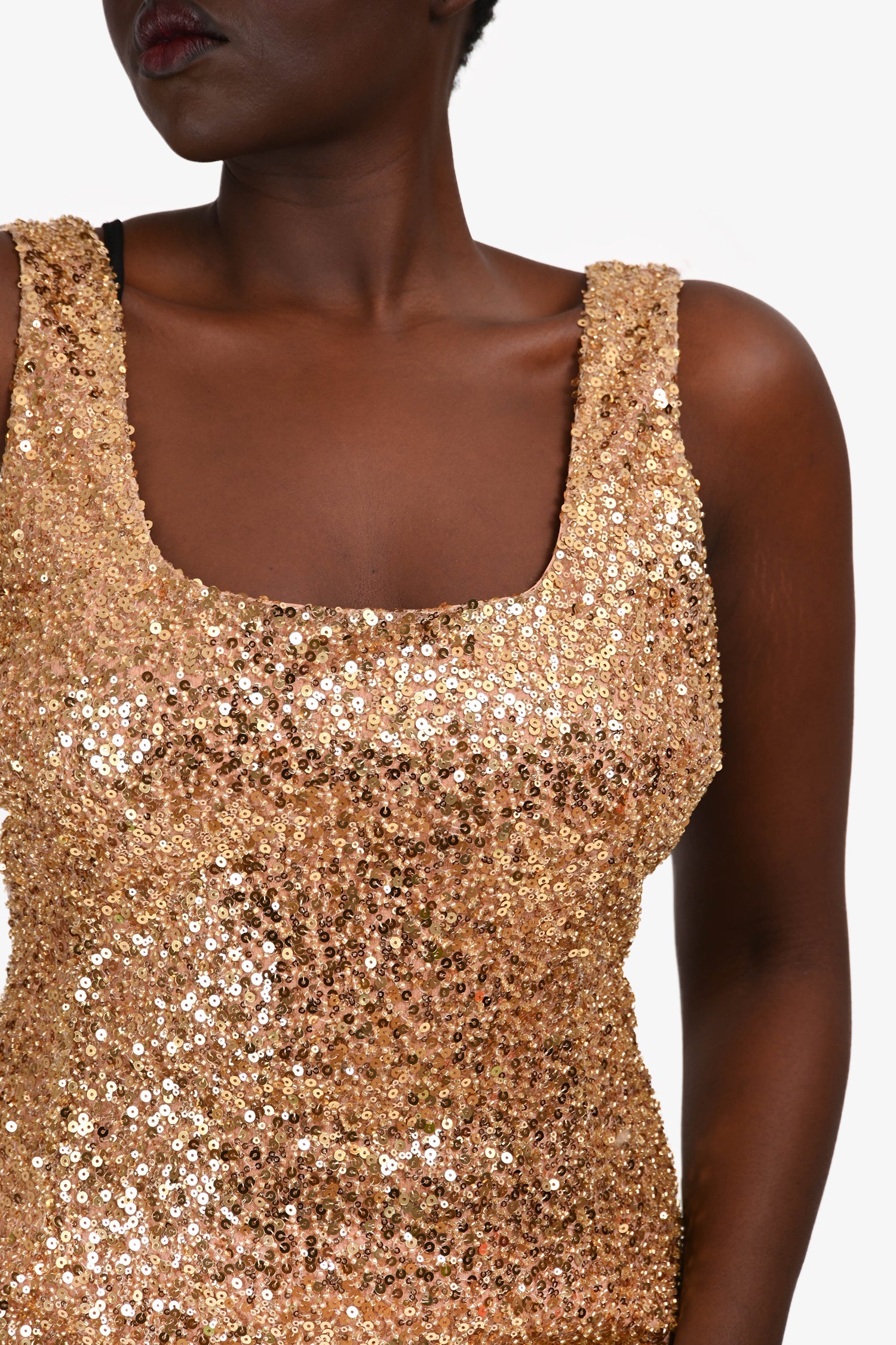 Nadine Merabi Gold Sequin Slit 'Louisa' Dress Size L
