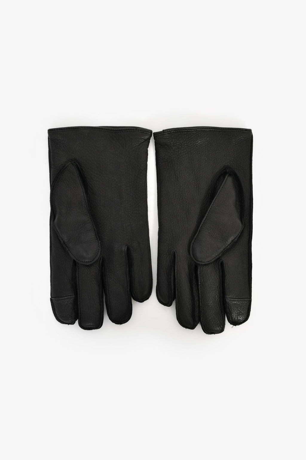 Balmain Black Deer Leather Cashmere/Wool Logo Gloves Size 9