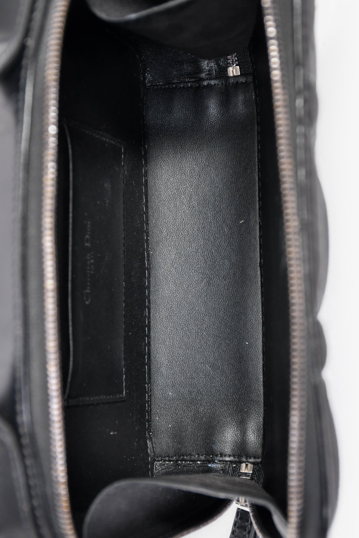 Christian Dior Black Puff Cannage Zip Around Chain 'Caro Box' Bag