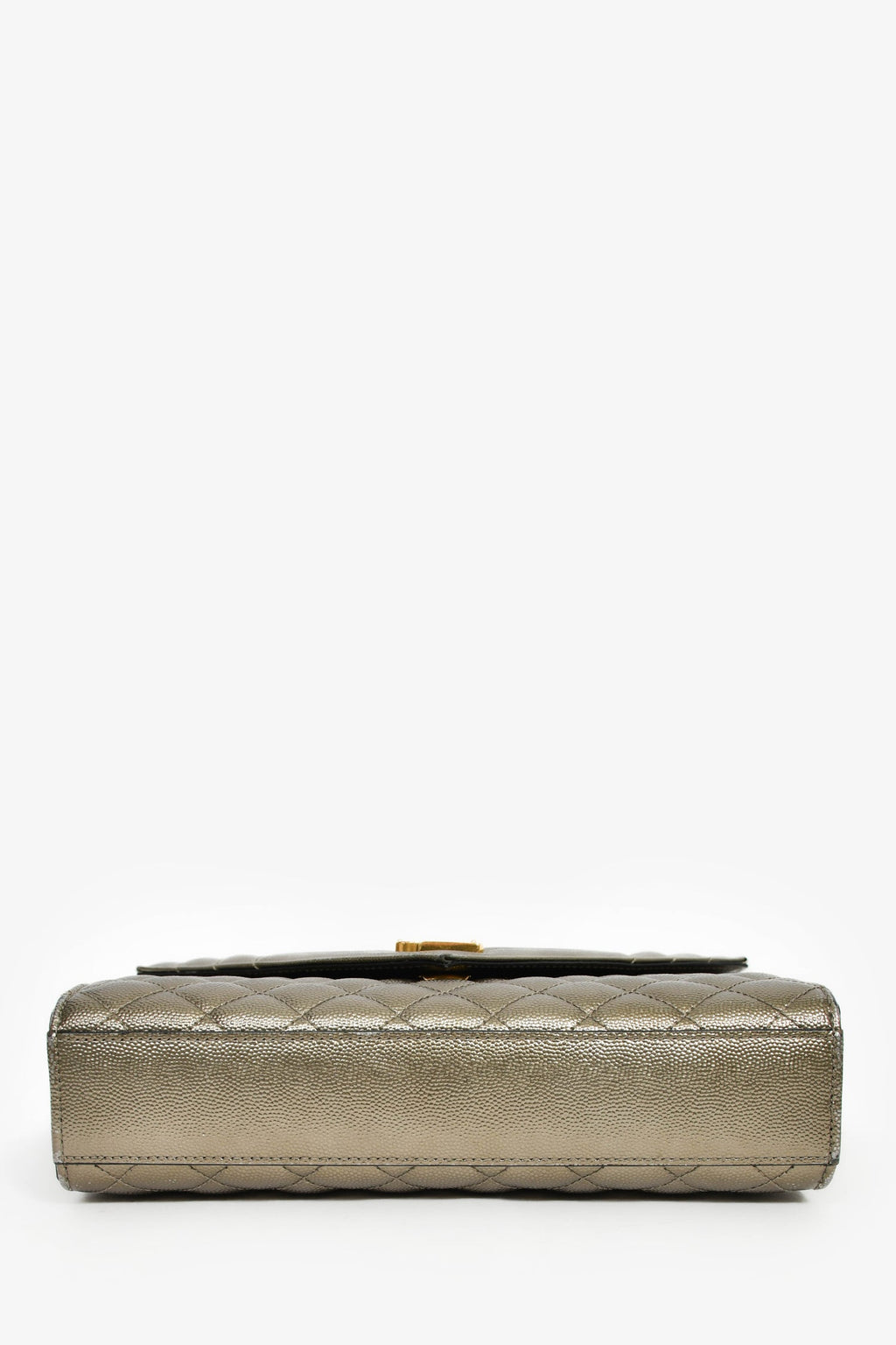 Saint Laurent Gunmetal Tri-Quilted Leather Envelope Chain Shoulder Bag