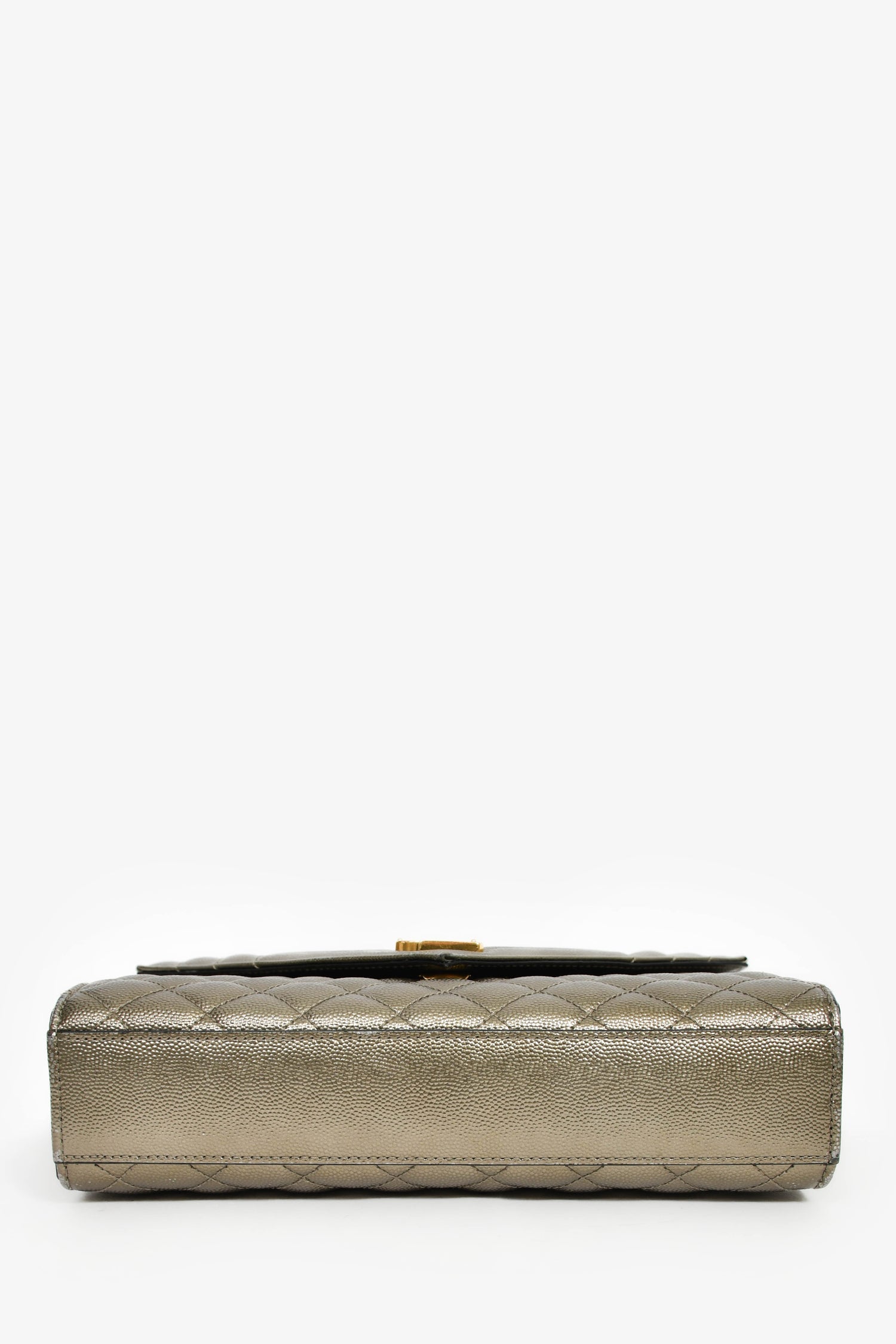Saint Laurent Gunmetal Tri-Quilted Leather Envelope Chain Shoulder Bag