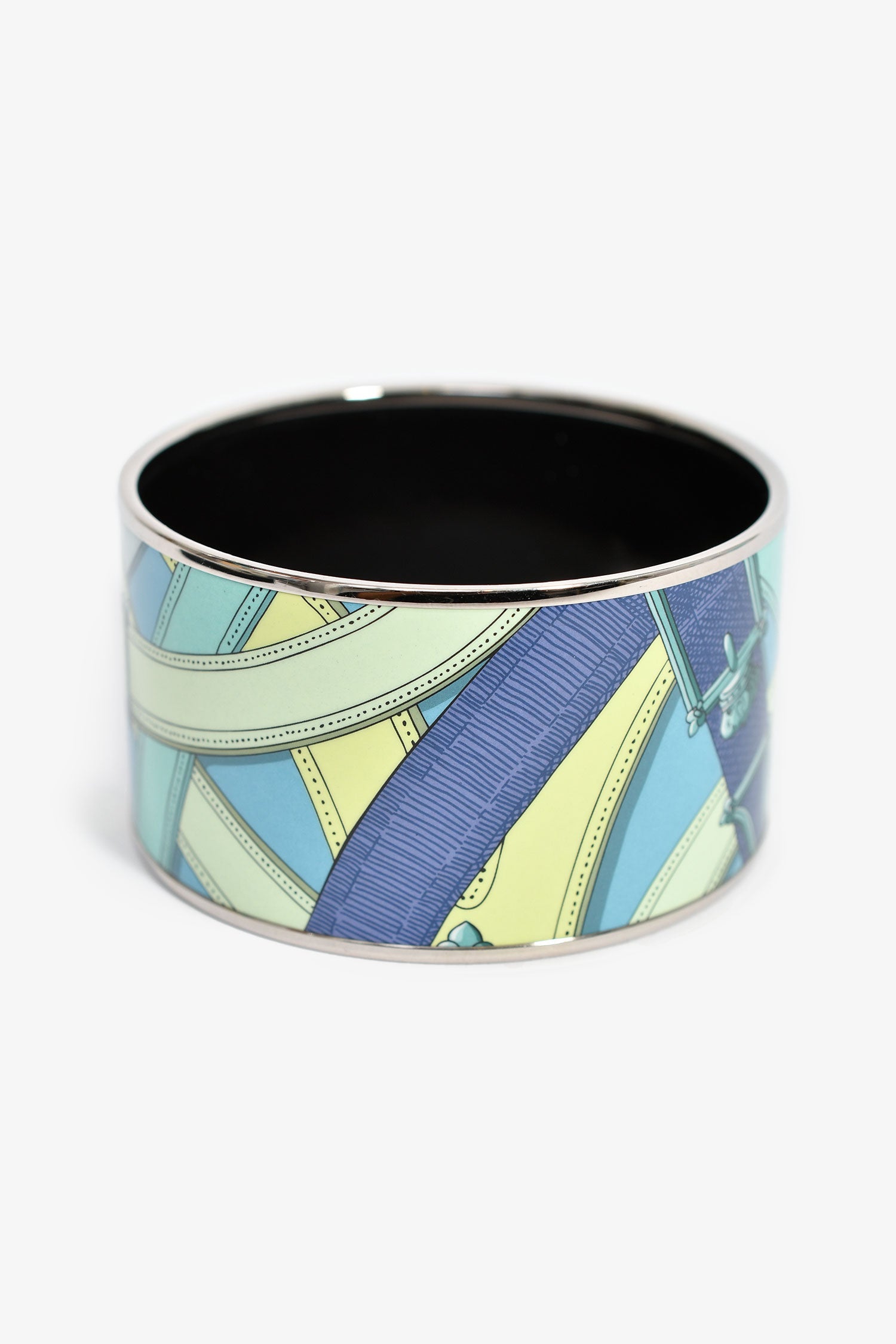 Hermès Turquoise Palladium 'Cavalcadour' Extra Wide Bangle