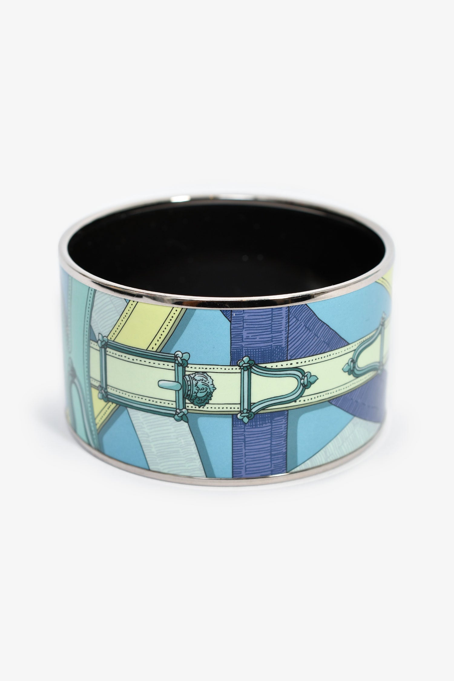 Hermès Turquoise Palladium 'Cavalcadour' Extra Wide Bangle