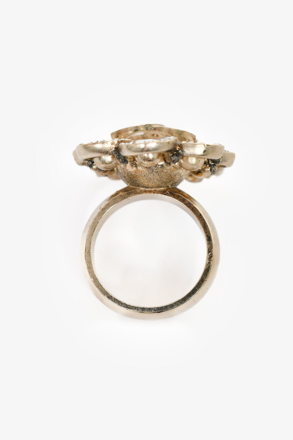 Pre-Loved Chanel™ 2019 Gold Tone CC Logo Ring