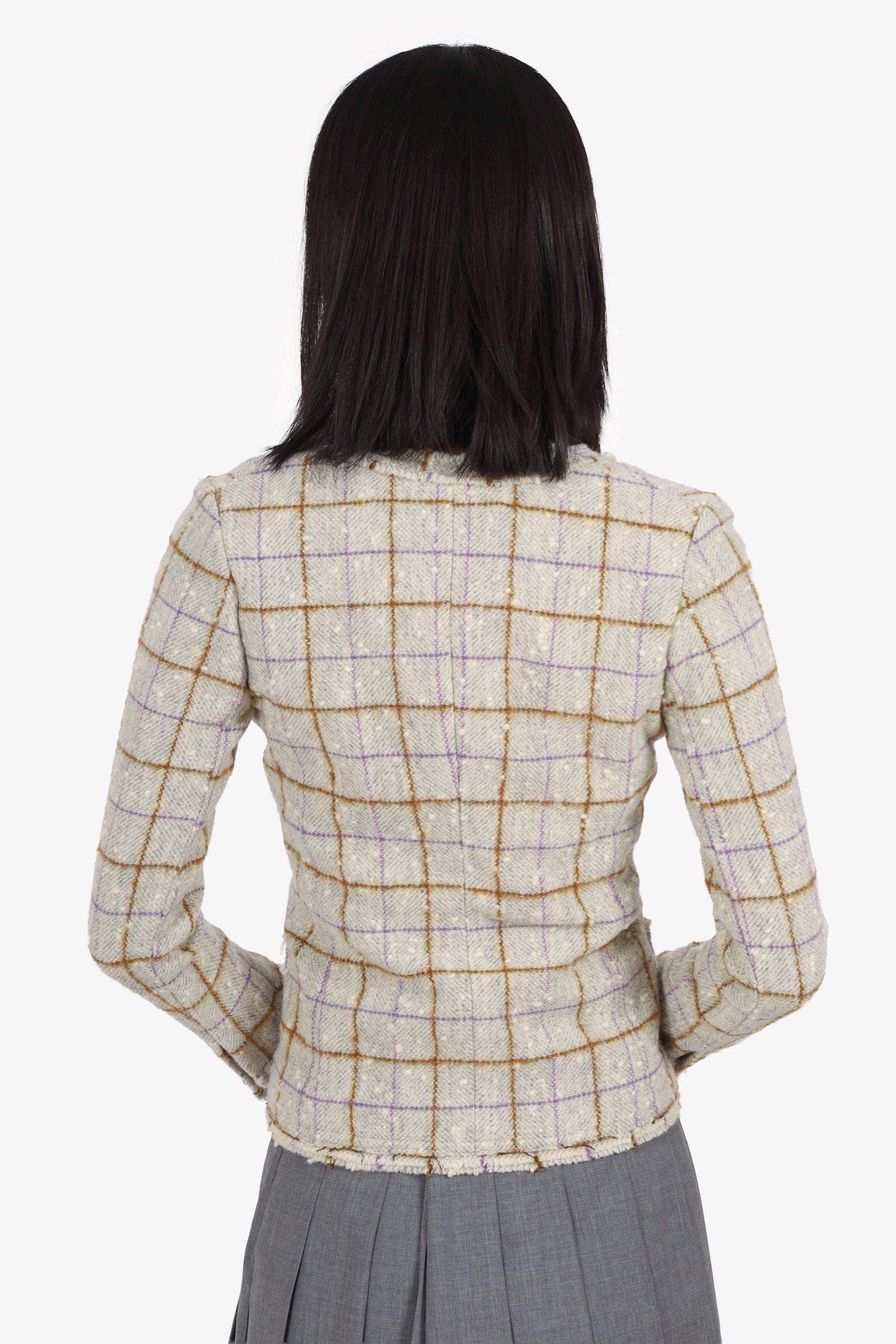Isabel Marant Etoile Grey Tweed Plaid Jacket Size 34
