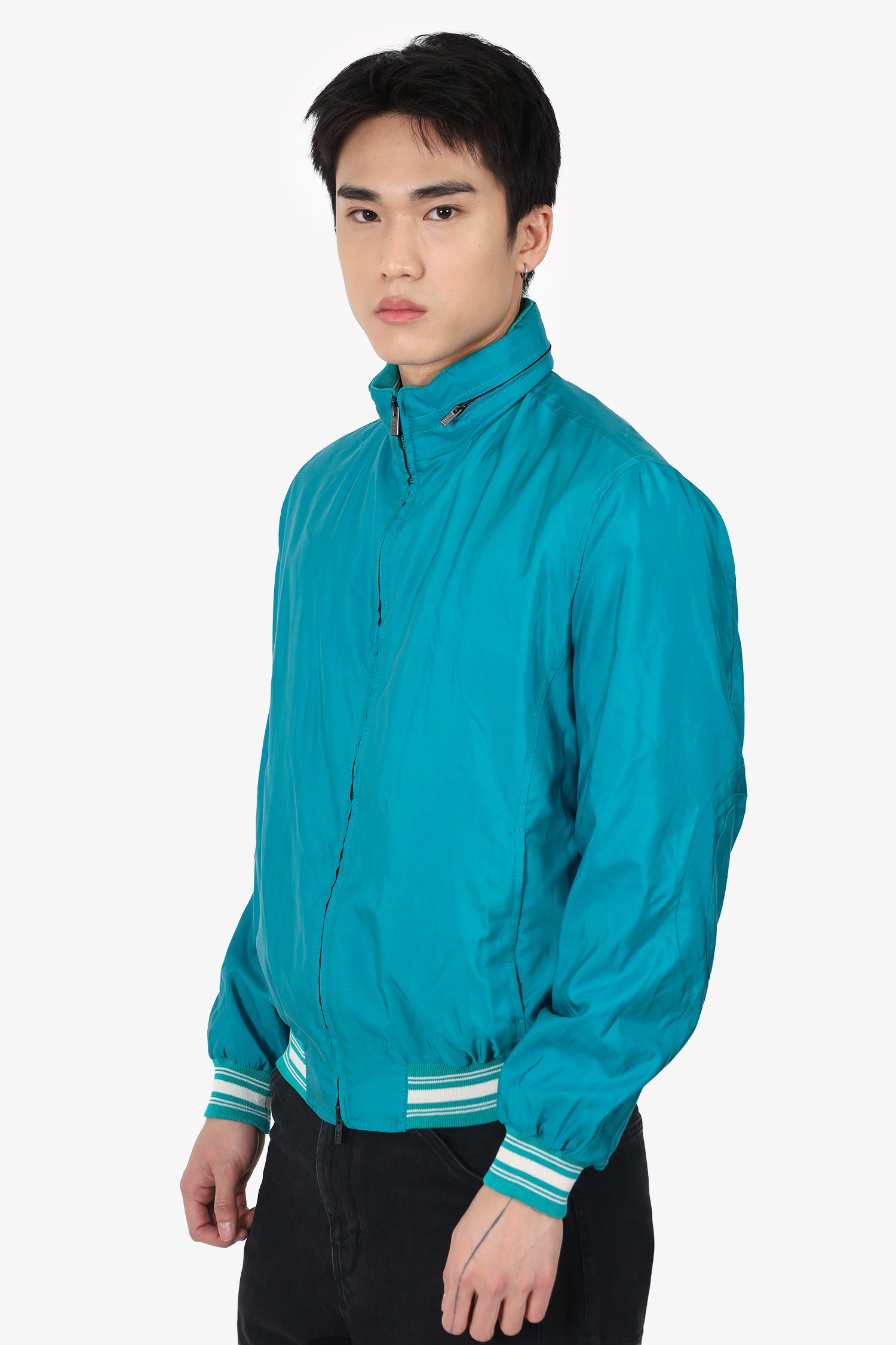 Kiton Blue Nylon Zip-up Jacket Size 52 Mens