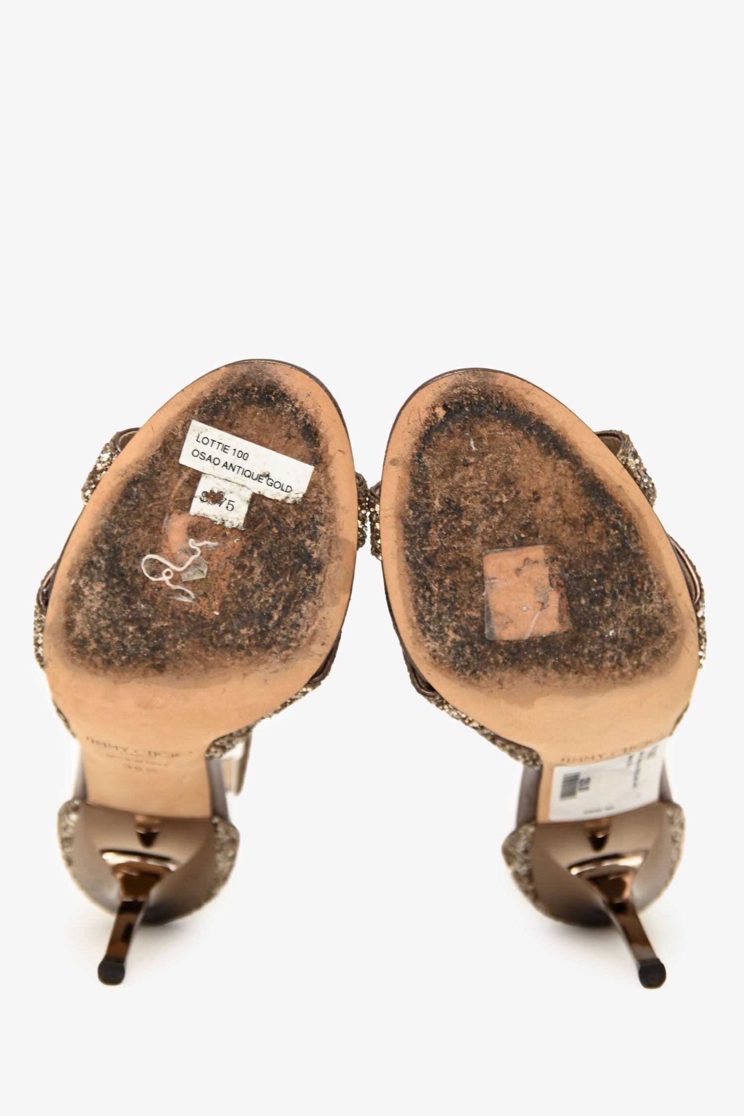 Jimmy Choo Gold Glitter Criss Cross Heels Size 36.5