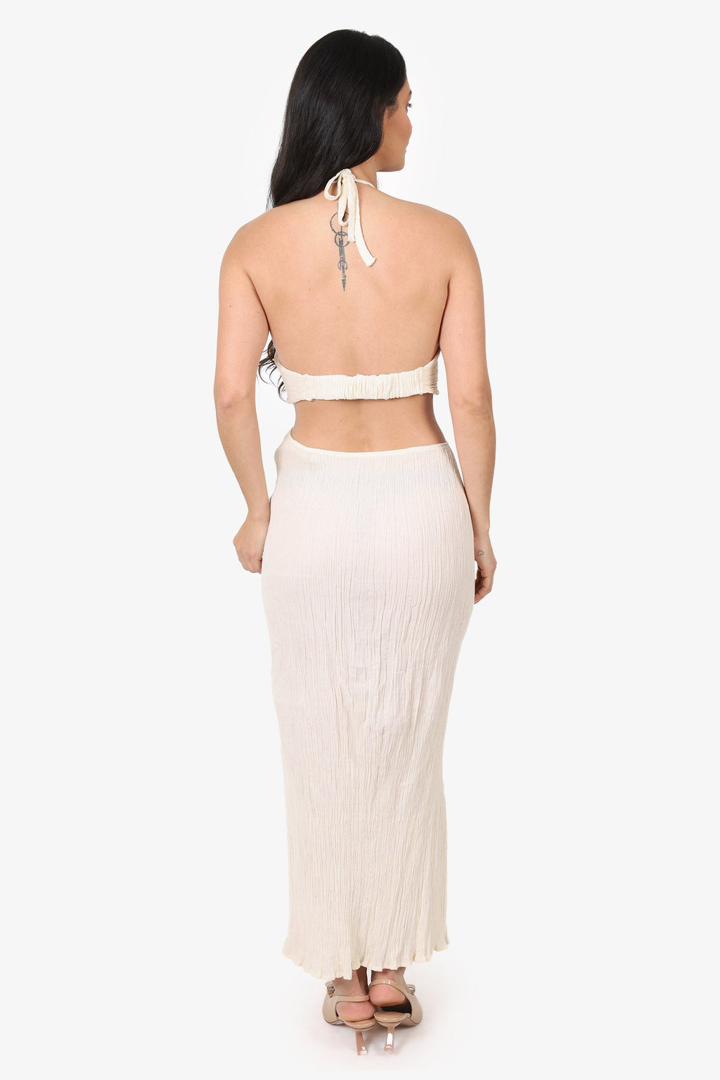Savannah Morrow The Label Cream Cotton Cut-Out Dress Size L