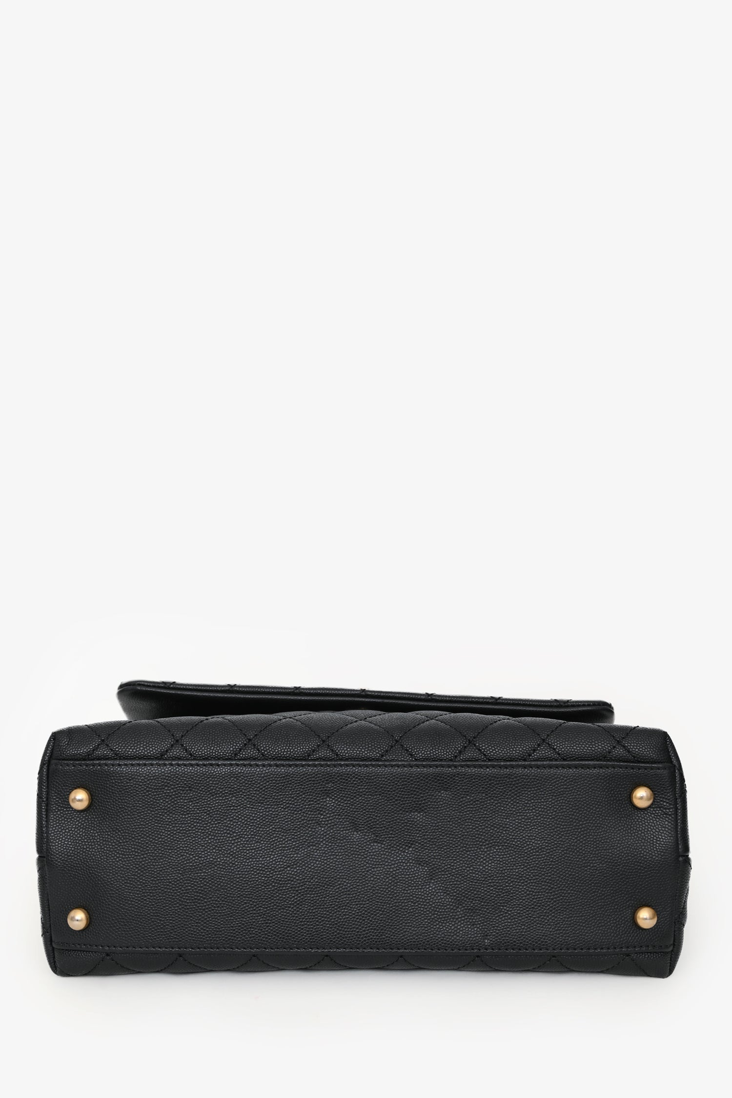 Pre-Loved Chanel™ 2017/18 Black Caviar Lizard Medium Coco Top Handle Bag Gold Hardware
