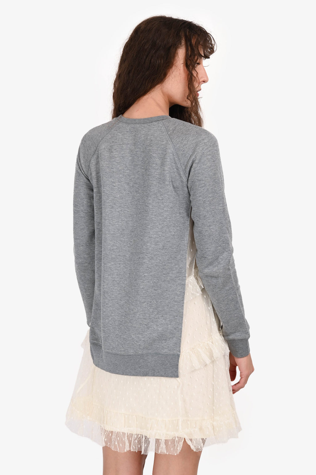 Red Valentino Grey Sweatshirt Lace Side Mini Dress with Slip Size XS
