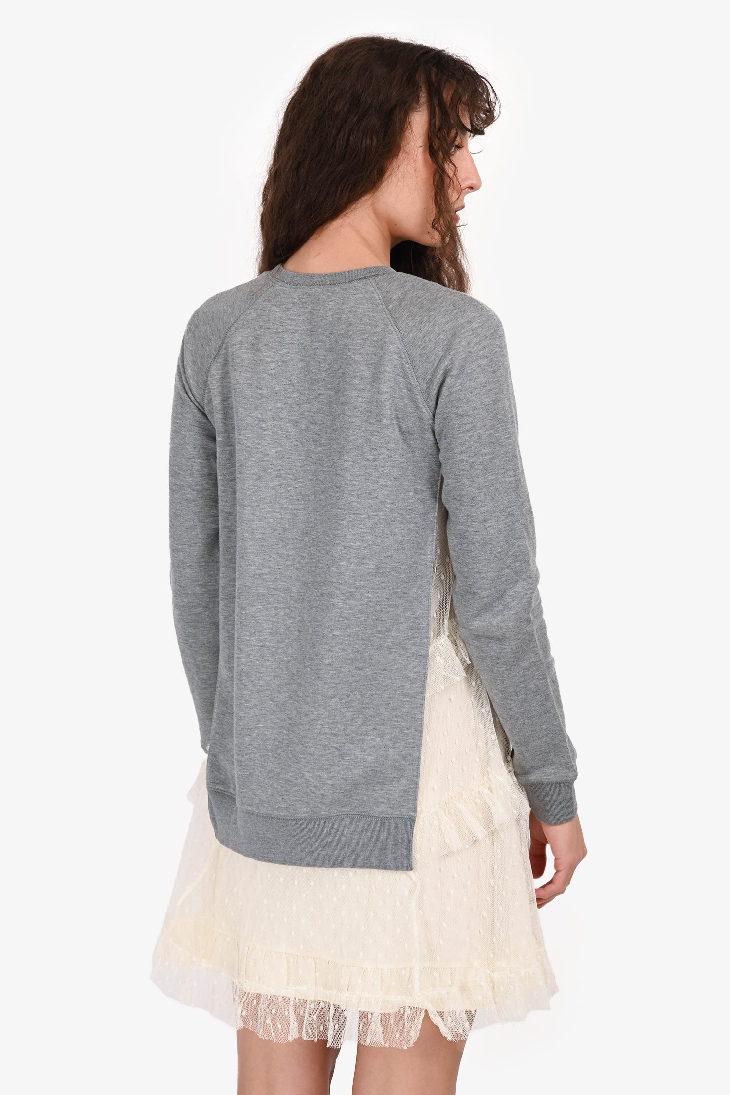 Red Valentino Grey Sweatshirt Lace Side Mini Dress with Slip Size XS