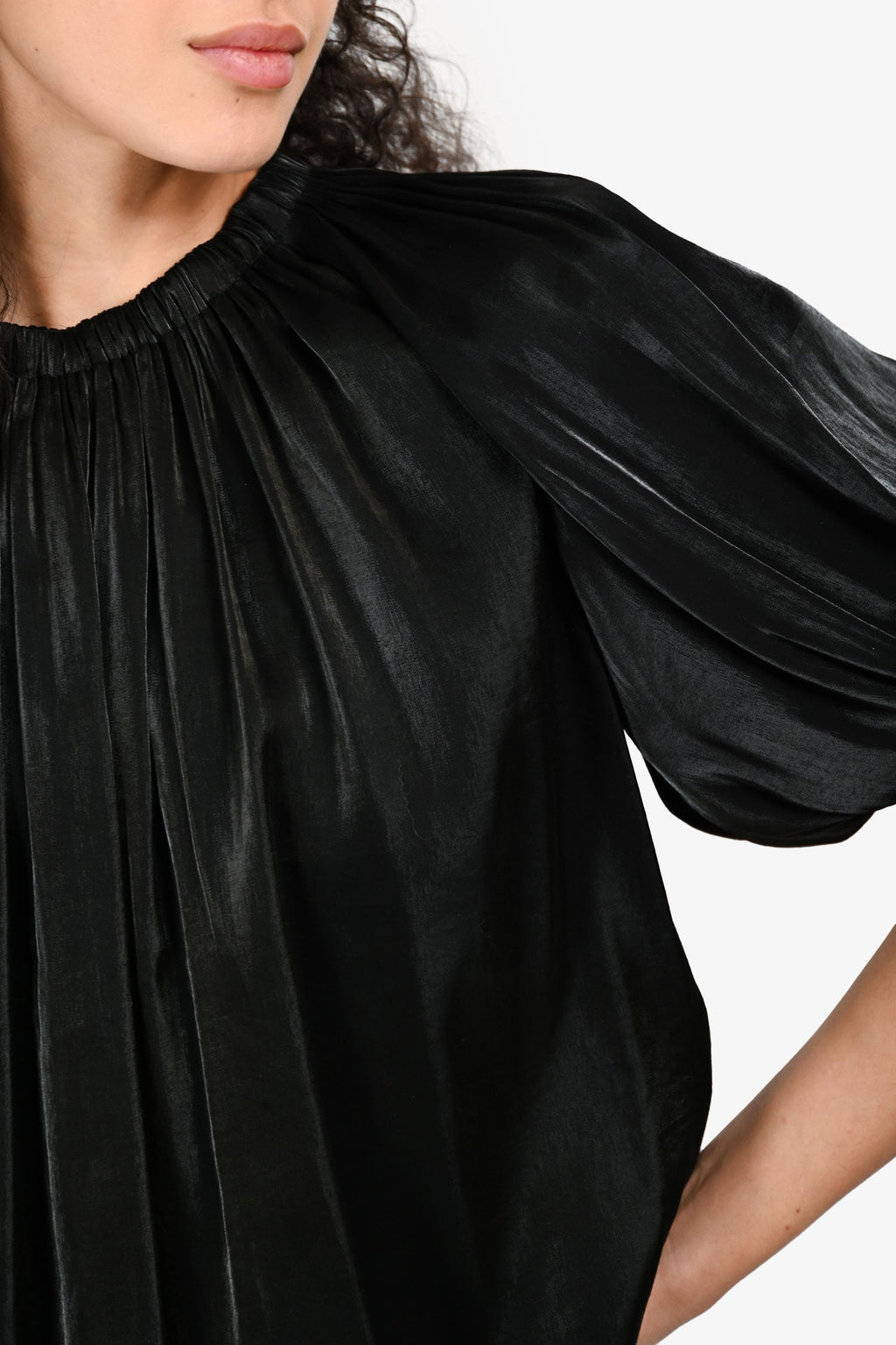 Ulla Johnson Black Shiny Puff Sleeve Top Size 4