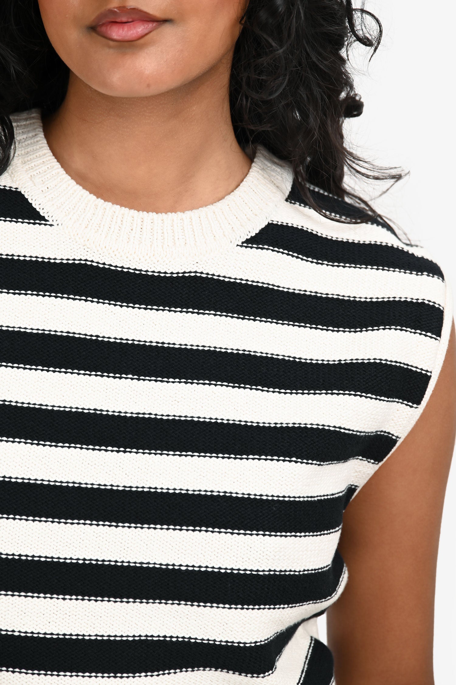 Veronica Beard Navy/Cream Striped Sleeveless Sweater Size XS