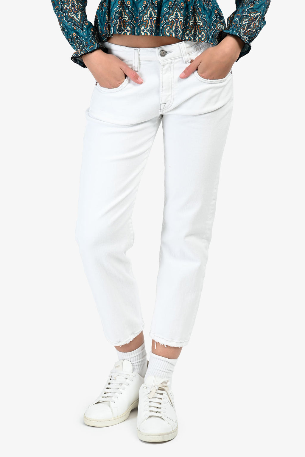 R13 White Crop Jeans Size 28