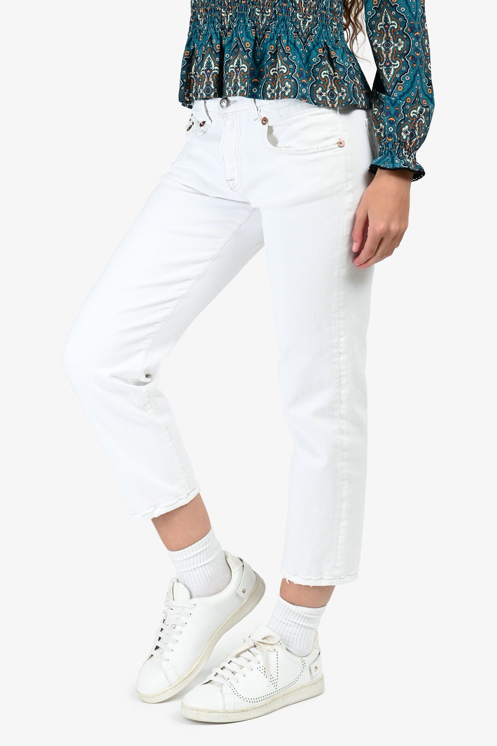 R13 White Crop Jeans Size 28