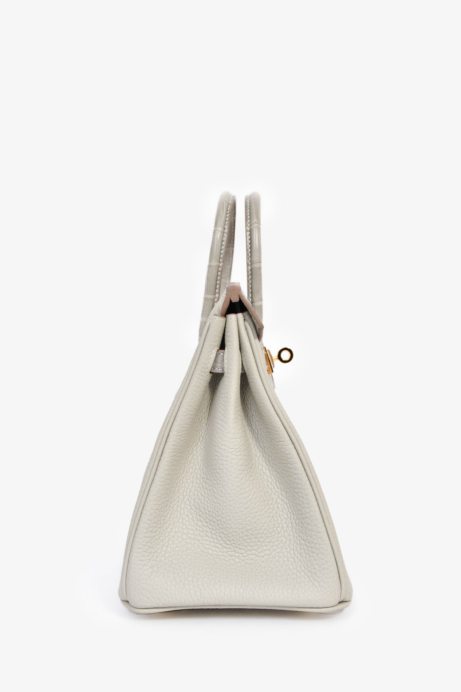 Hermès 2023 Pearl Grey Clemence/Alligator Birkin 25