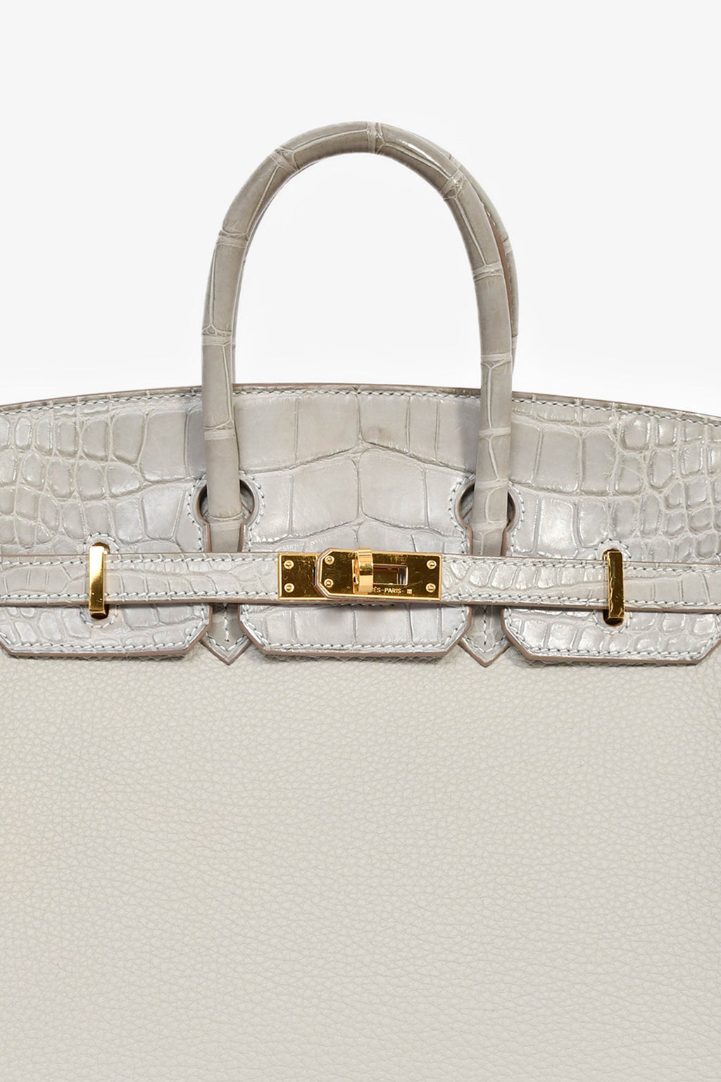 Hermès 2023 Pearl Grey Clemence/Alligator Birkin 25