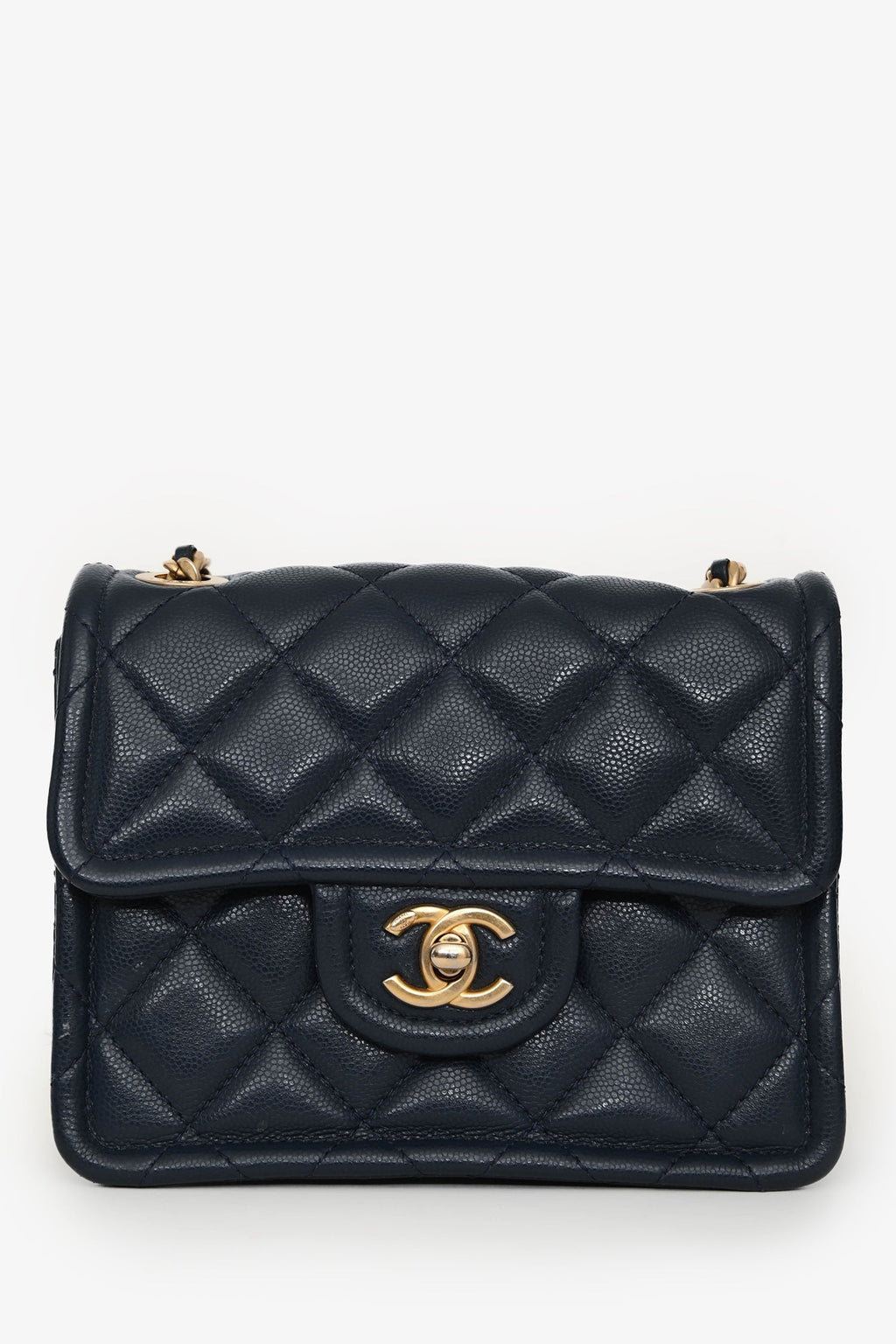Pre-Loved Chanel™ 2021 Navy Quilted Caviar Mini Sweet Classic Flap Bag