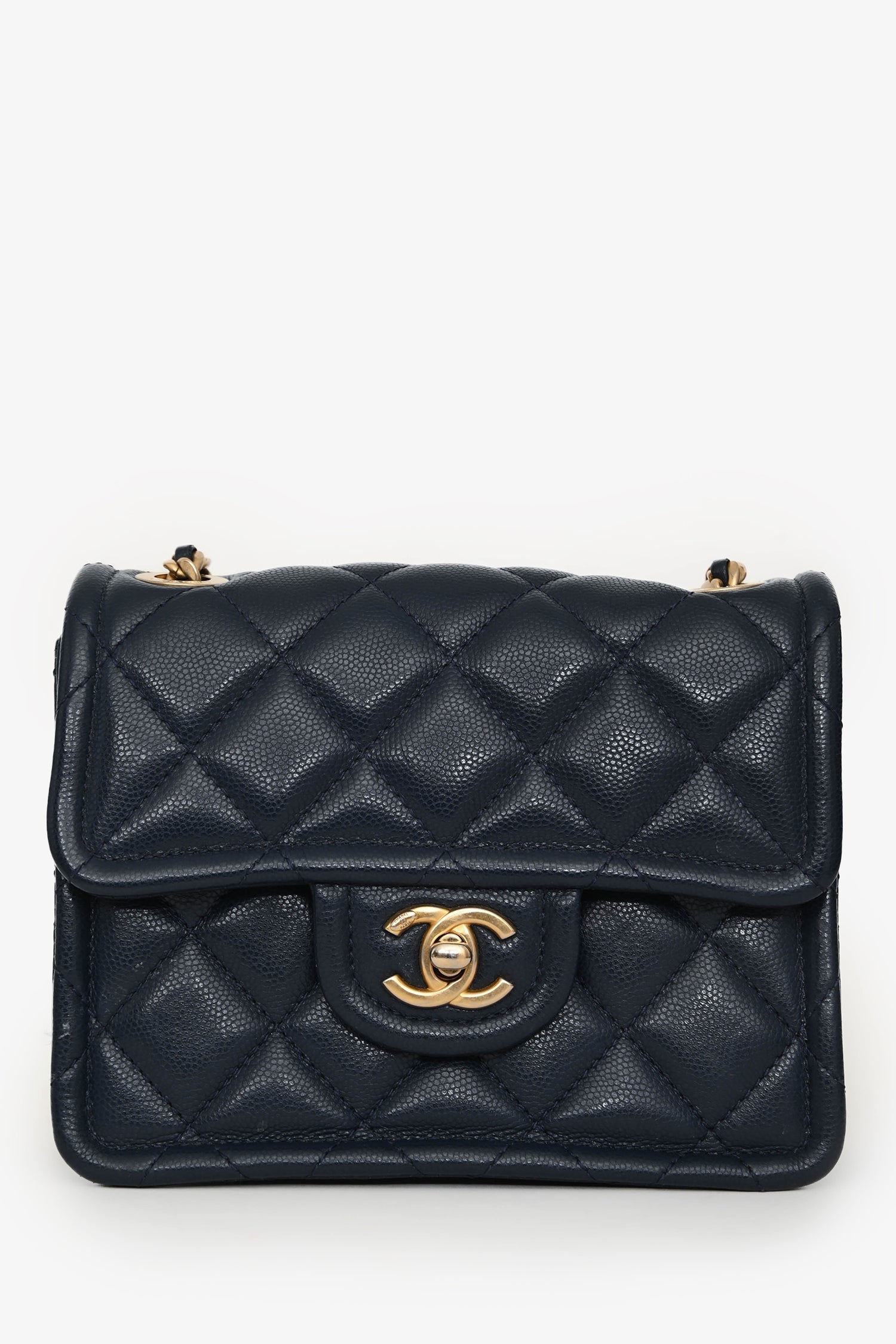 Pre-Loved Chanel™ 2021 Navy Quilted Caviar Mini Sweet Classic Flap Bag