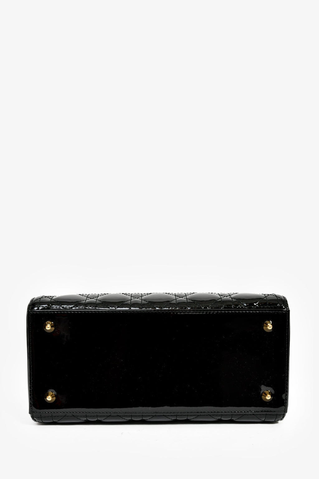 Christian Dior 2017 Black Patent Cannage Medium Lady Dior Top Handle with Strap