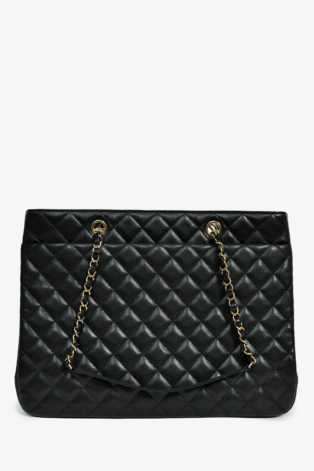 Pre-Loved Chanel™ 2022+ Black Caviar CC Logo Interlocking Timeless Shopper Tote