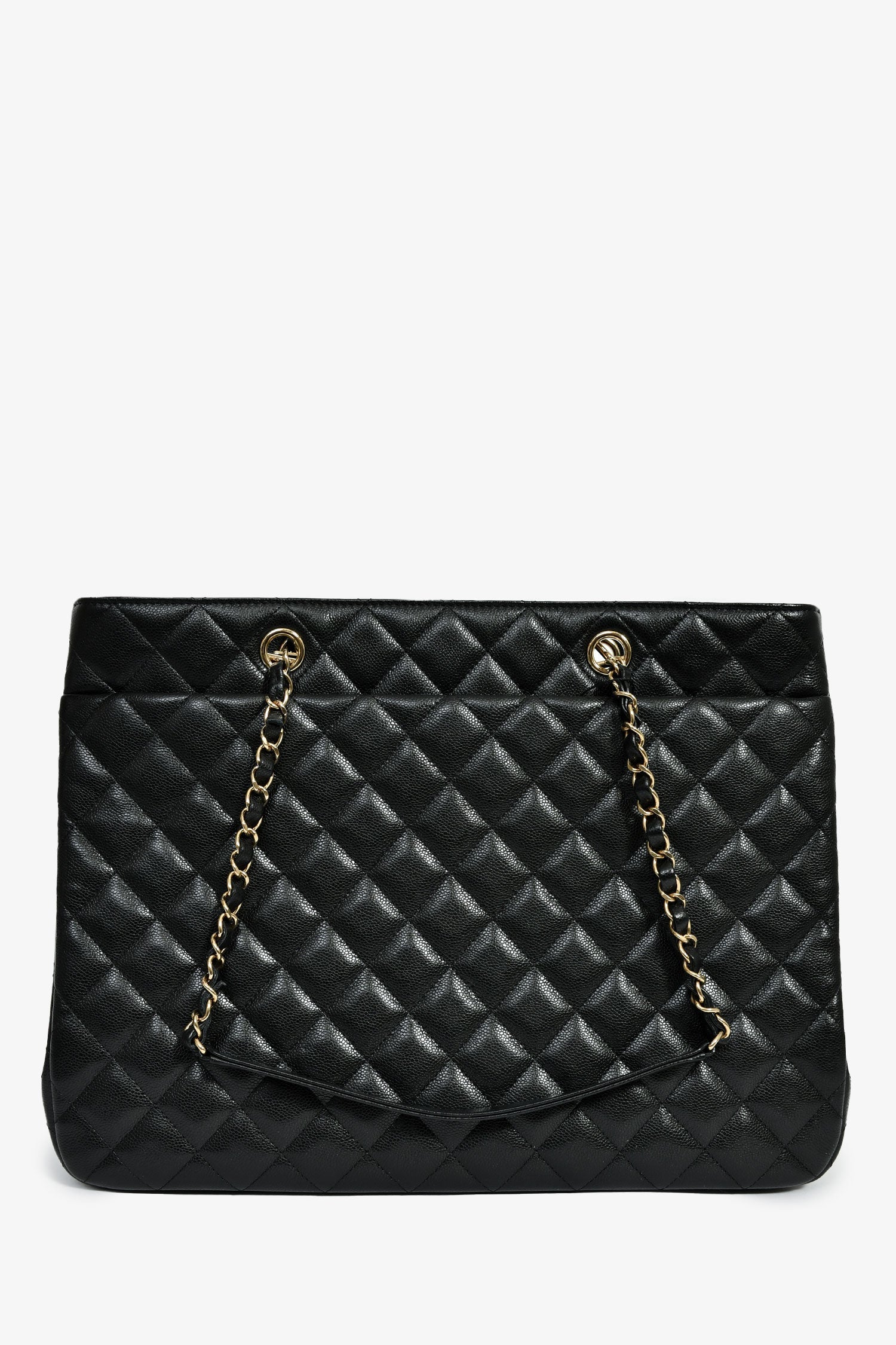 Pre-Loved Chanel™ 2022+ Black Caviar CC Logo Interlocking Timeless Shopper Tote