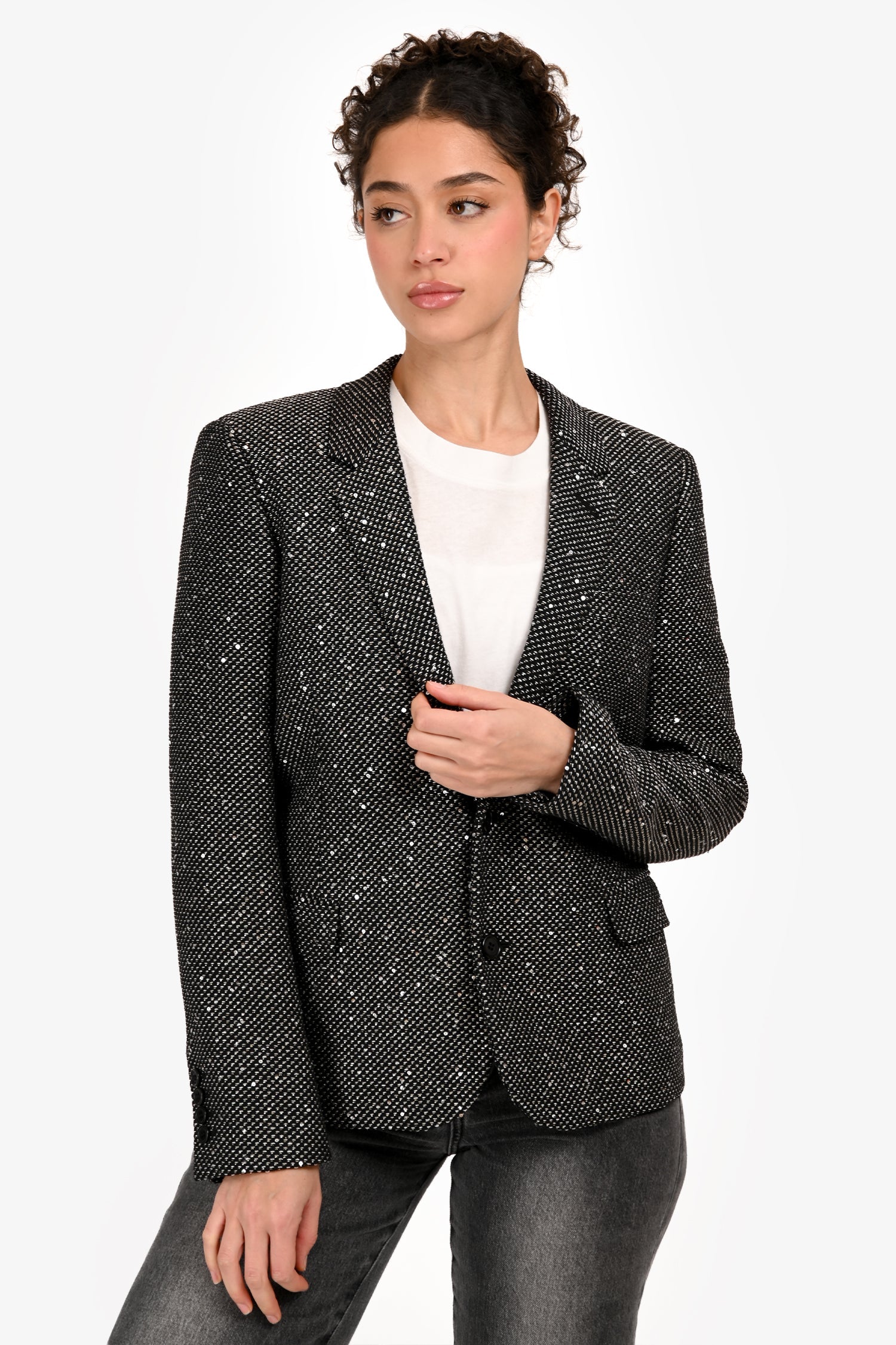 Saint Laurent 2018 Black Sequin Embellished Blazer Size 42