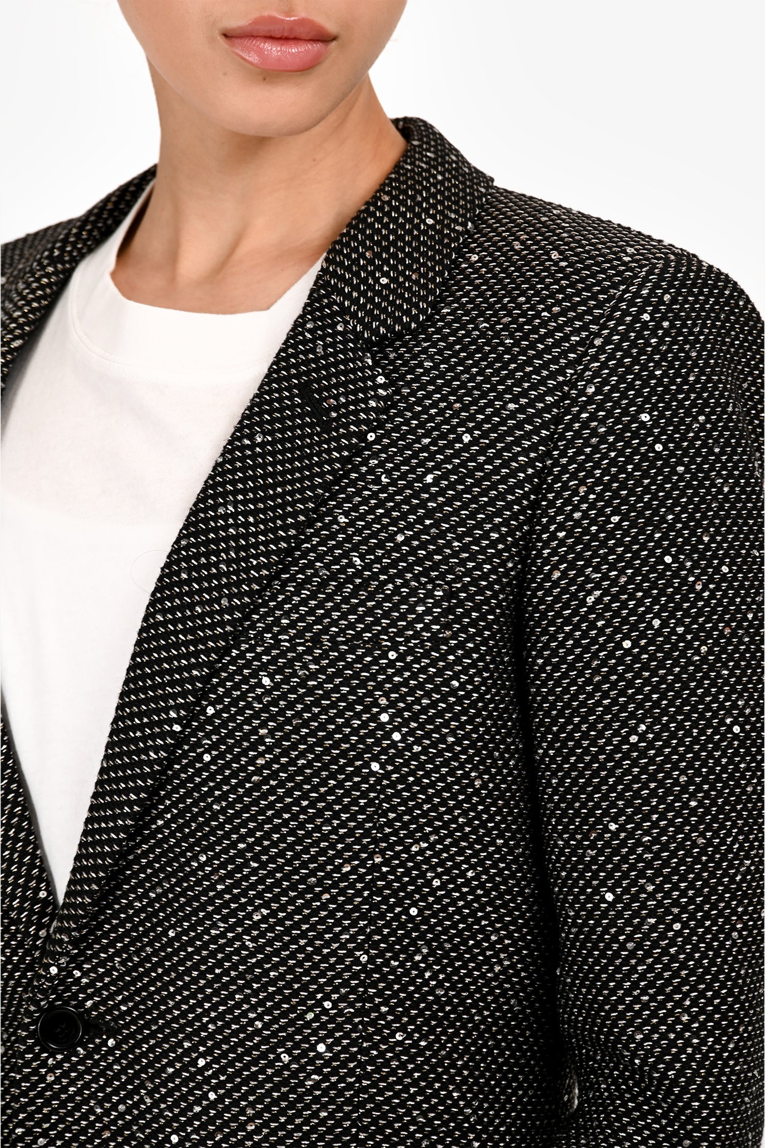 Saint Laurent 2018 Black Sequin Embellished Blazer Size 42
