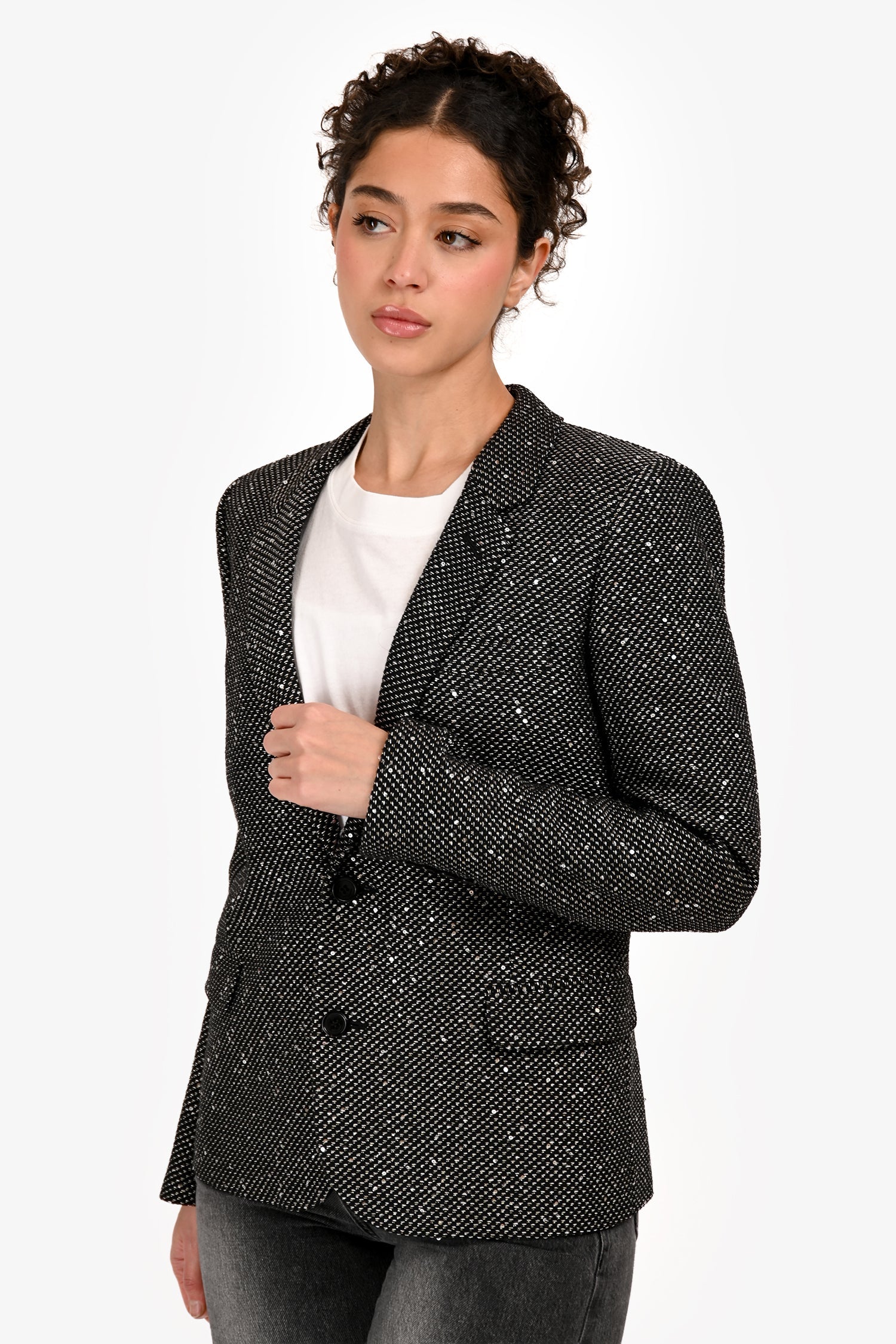 Saint Laurent 2018 Black Sequin Embellished Blazer Size 42