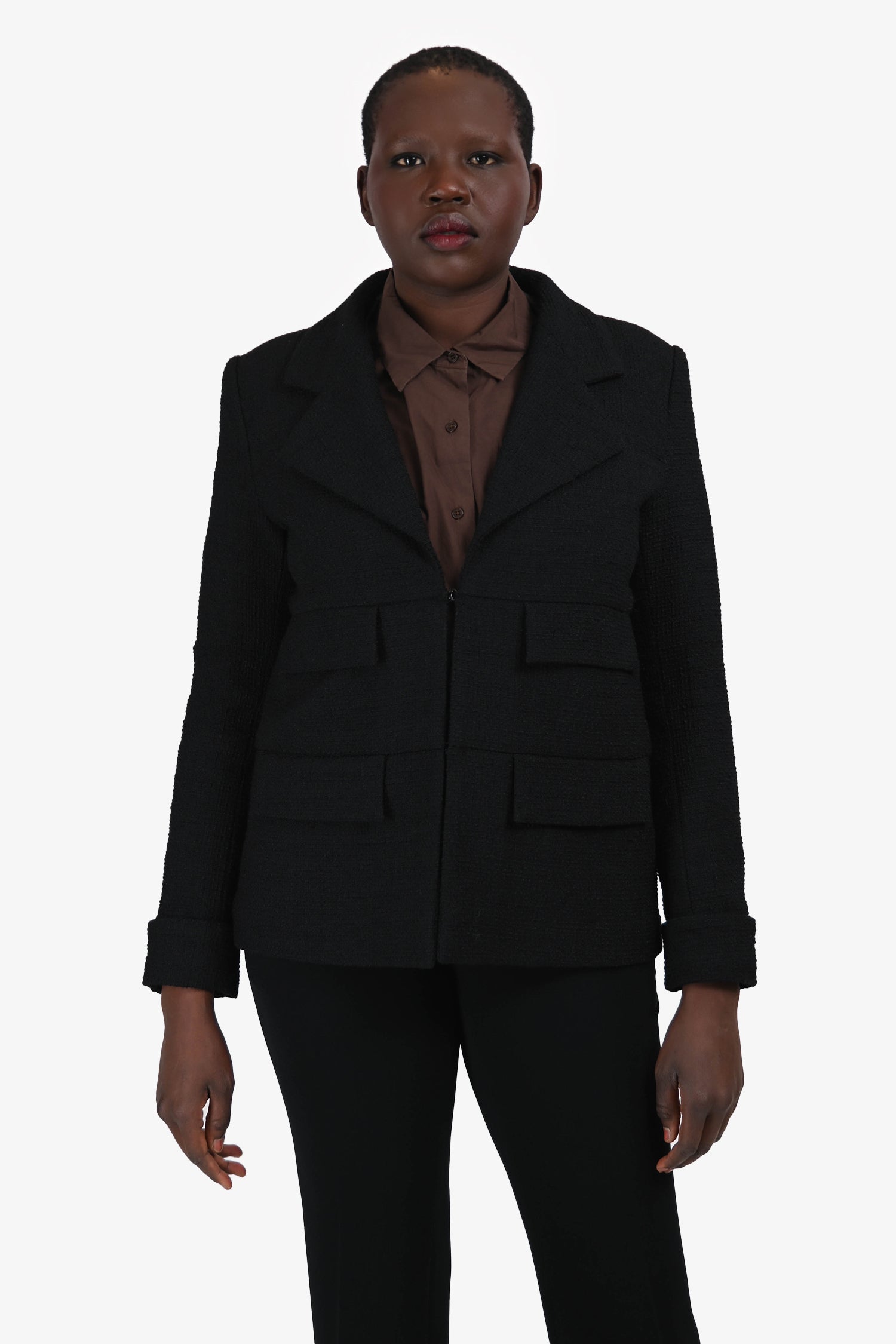 Pre-Loved Chanel™ 2017 Runway Cuba Collection Black Boucle 4-Pocket Jacket Size 40
