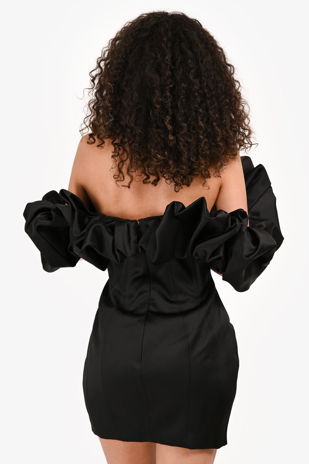 House of CB Black 'Selena' Ruffle Off The Shoulder Mini Dress Size L