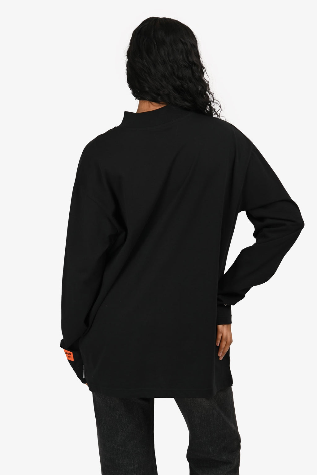 Heron Preston Black Logo Embroidered Mockneck Long Sleeve Top Size XS