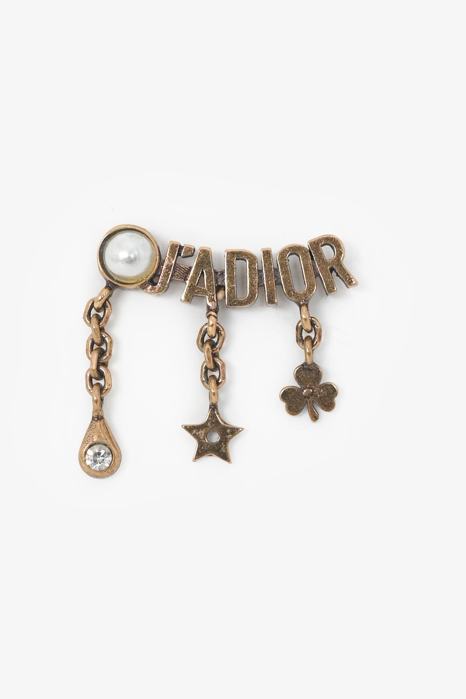 Christian Dior Aged Gold Tone Metal J'ADior Earrings