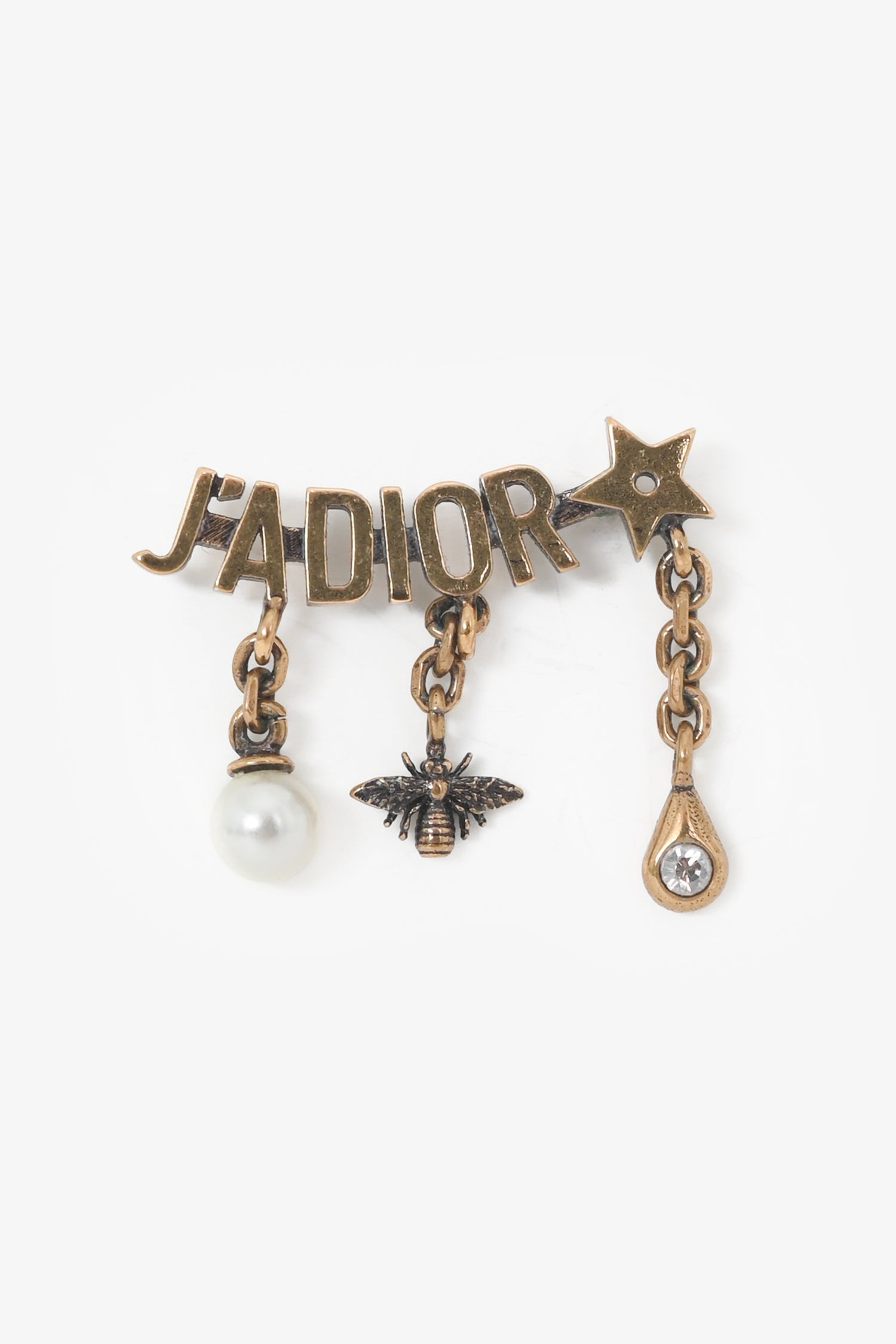 Christian Dior Aged Gold Tone Metal J'ADior Earrings