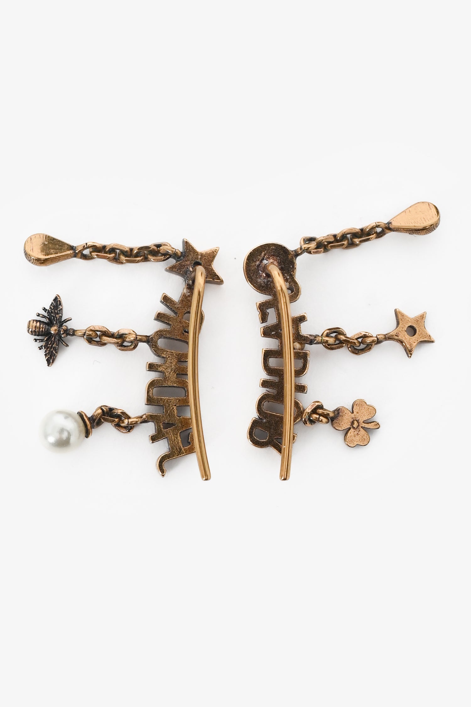 Christian Dior Aged Gold Tone Metal J'ADior Earrings