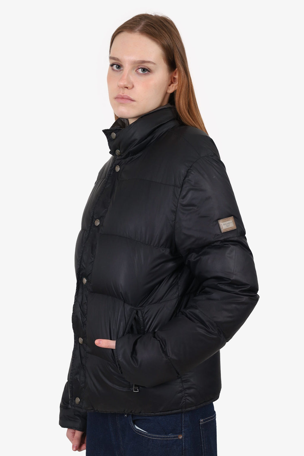 Dolce & Gabbana Black Down Quilted Puffer Jacket Size 48